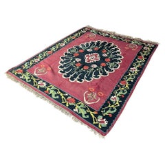 Large Vintage Oriental Hand Woven Wool Kilim Rug