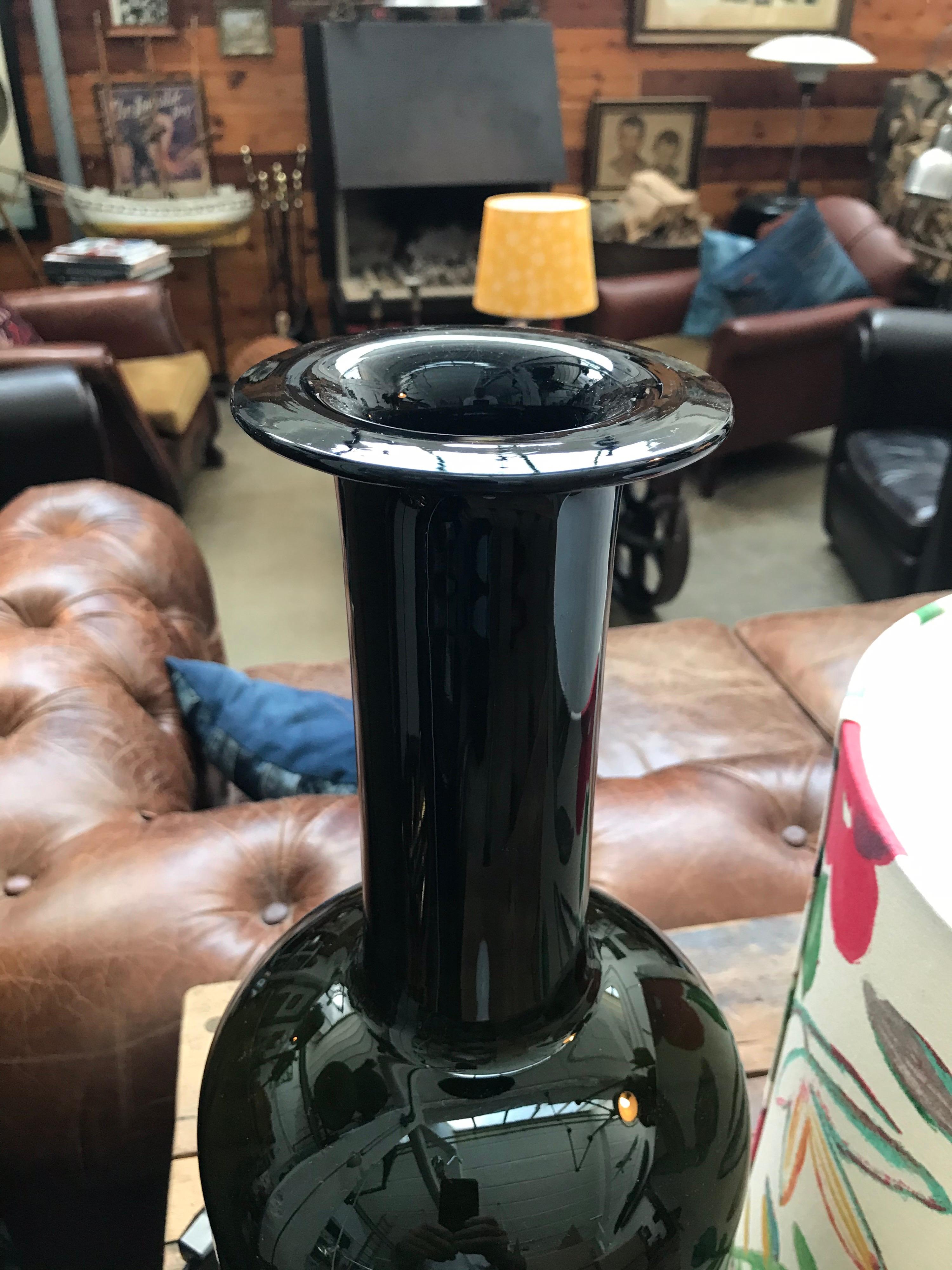 Hand-Crafted Large Vintage Otto Bauer Glass Vase Table Lamp