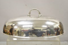 Large Vintage Oval Modern Silver Plated Food Serving Dish Dome Cover