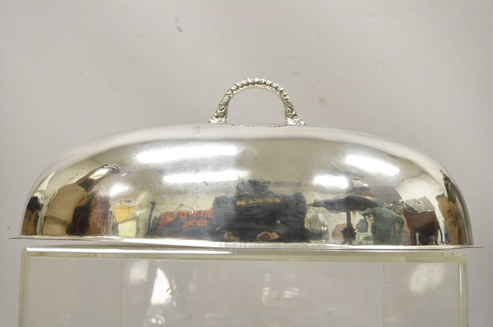 Große Vintage Oval Modern Silver Plated Food Serving Dome Cover im Angebot 2