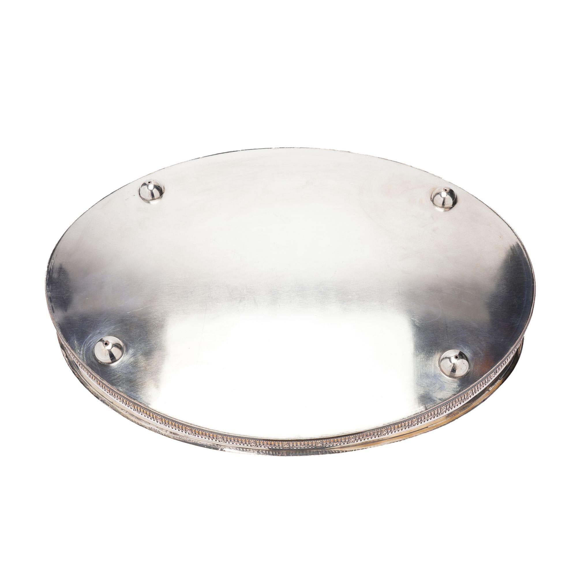 Large vintage oval Sheffield silver gallery tray, c. 1950 9