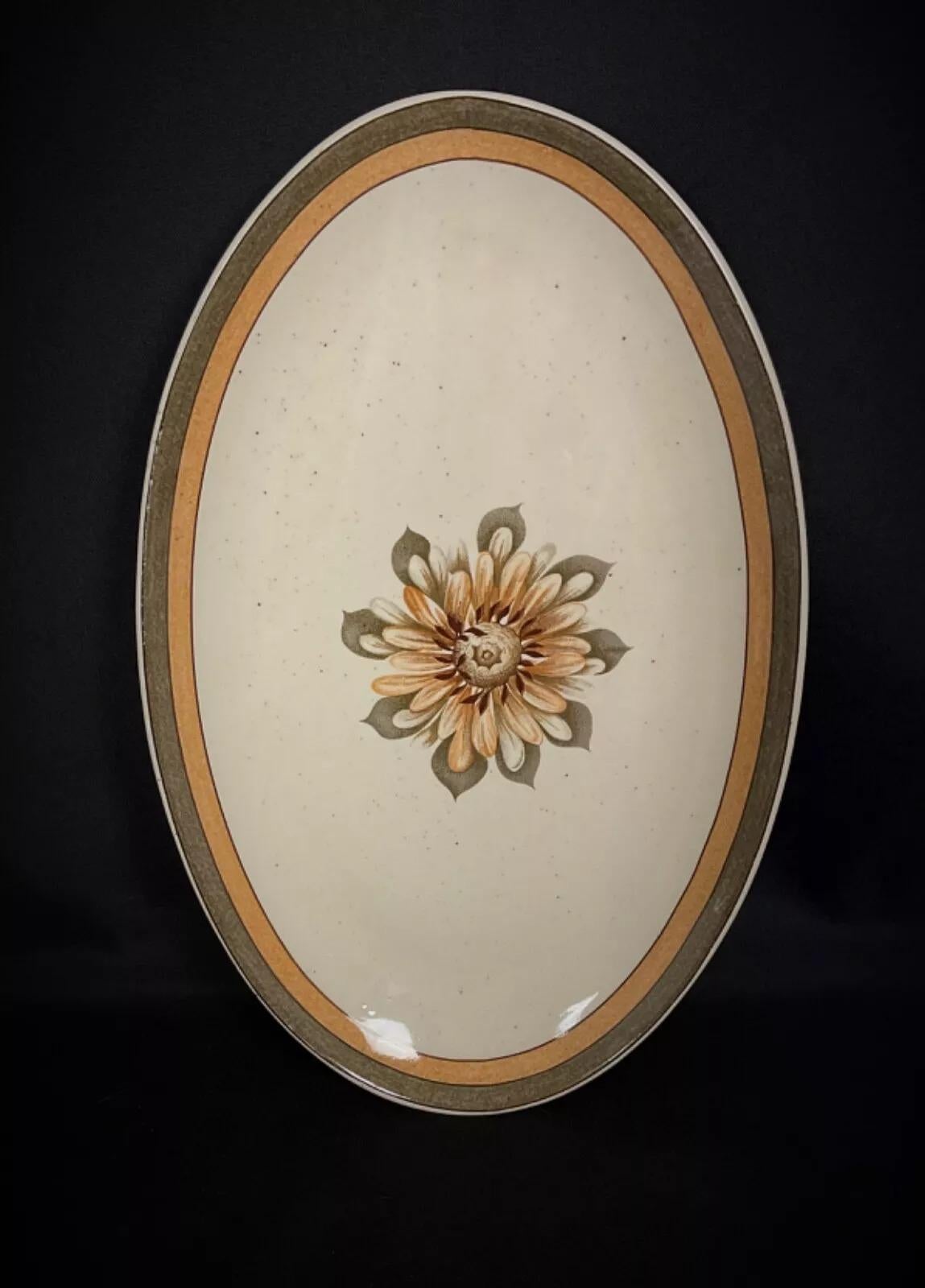 Grès Grand plat de service ovale en grès - CNP Vallée Pottery, 38 cm - 2Y399 en vente