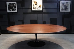 Large Vintage Oval Walnut 'Tulip' Dining Table by Eero Saarinen for Knoll Studio