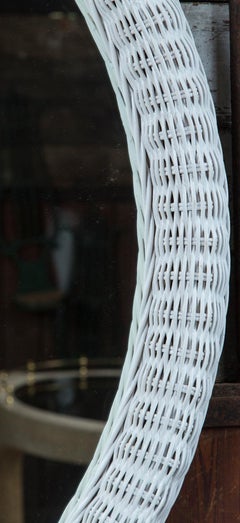 Large Vintage Oval Wicker Mirror