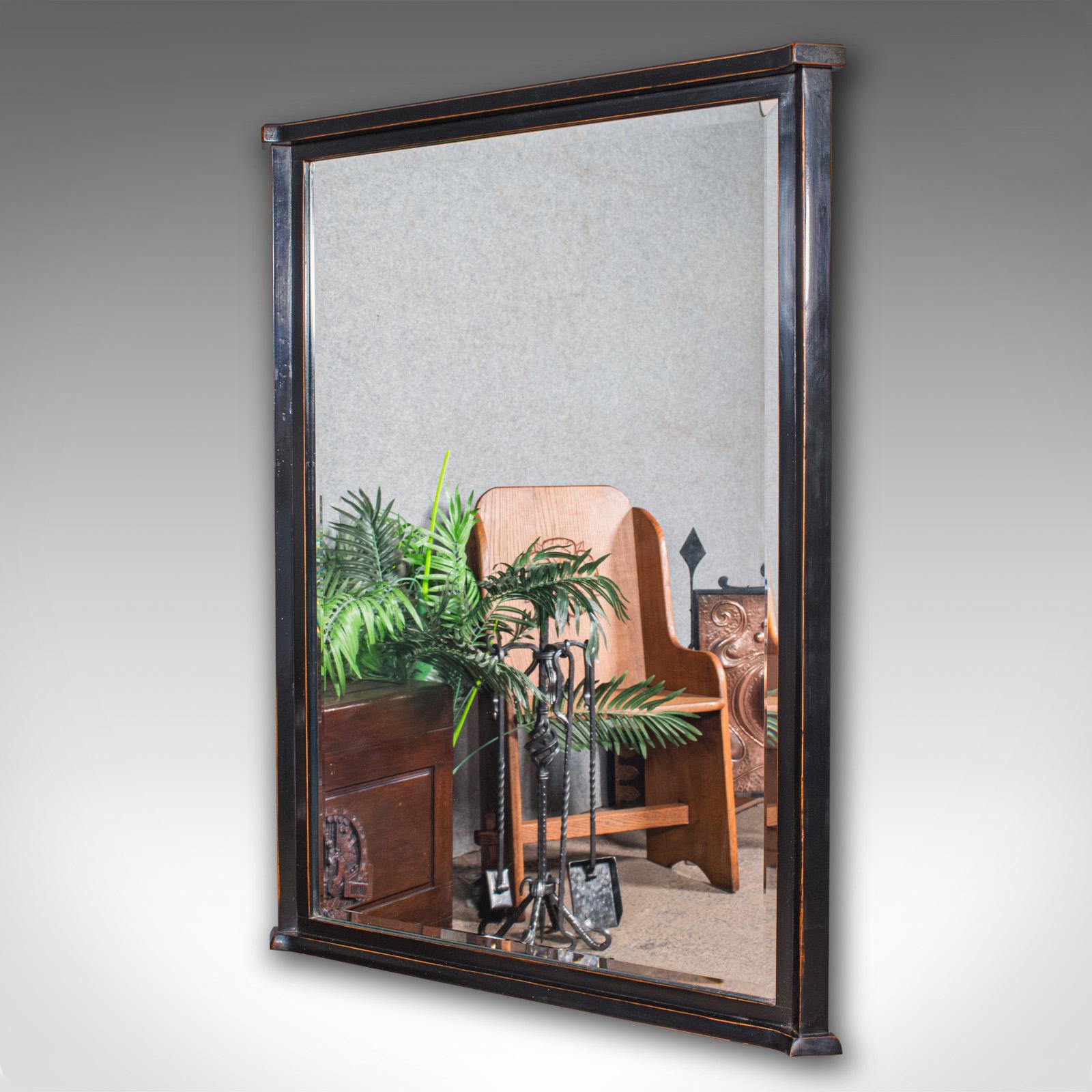 Large Vintage Overmantle Mirror, English, Ebonised Beech, Hall, Dressing Room (Moderne der Mitte des Jahrhunderts) im Angebot