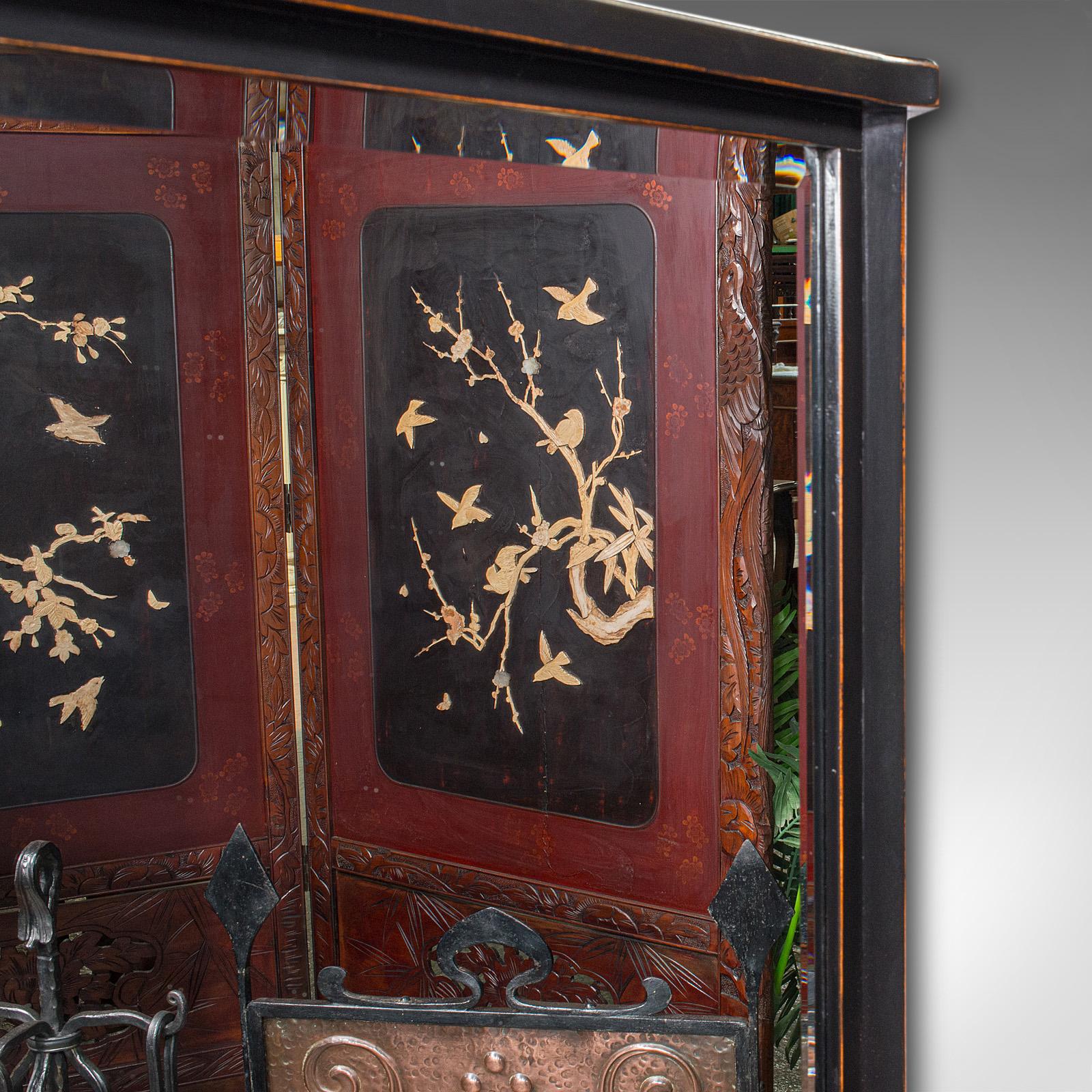 Large Vintage Overmantle Mirror, English, Ebonised Beech, Hall, Dressing Room (Ende des 20. Jahrhunderts) im Angebot