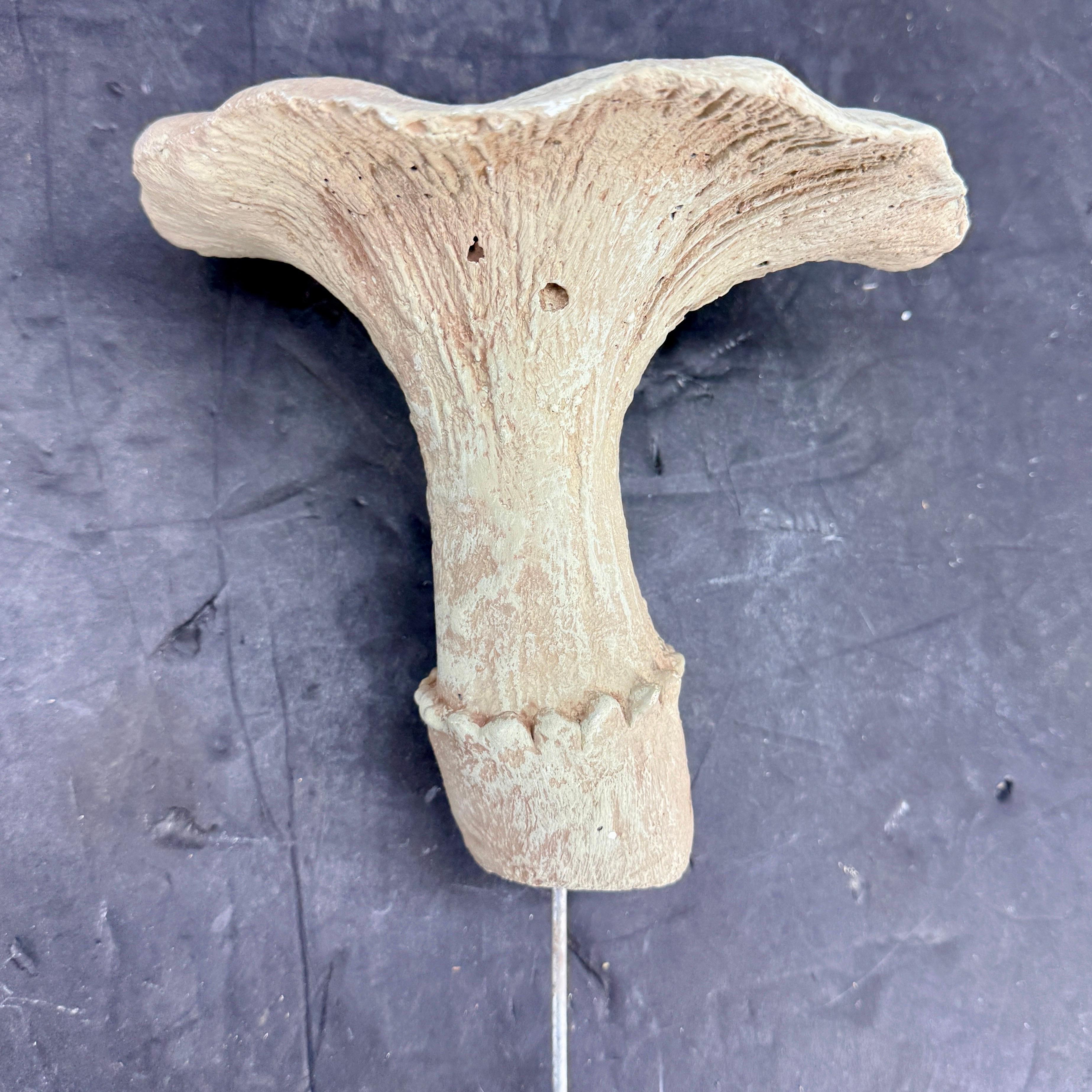 Large Vintage Pair of Two Concrete Chanterelles Mushroom Garden Ornaments For Sale 2