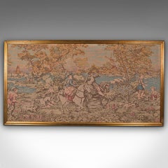 Large Vintage Panoramic Tapestry, Continental, Needlepoint, Decorative Panel