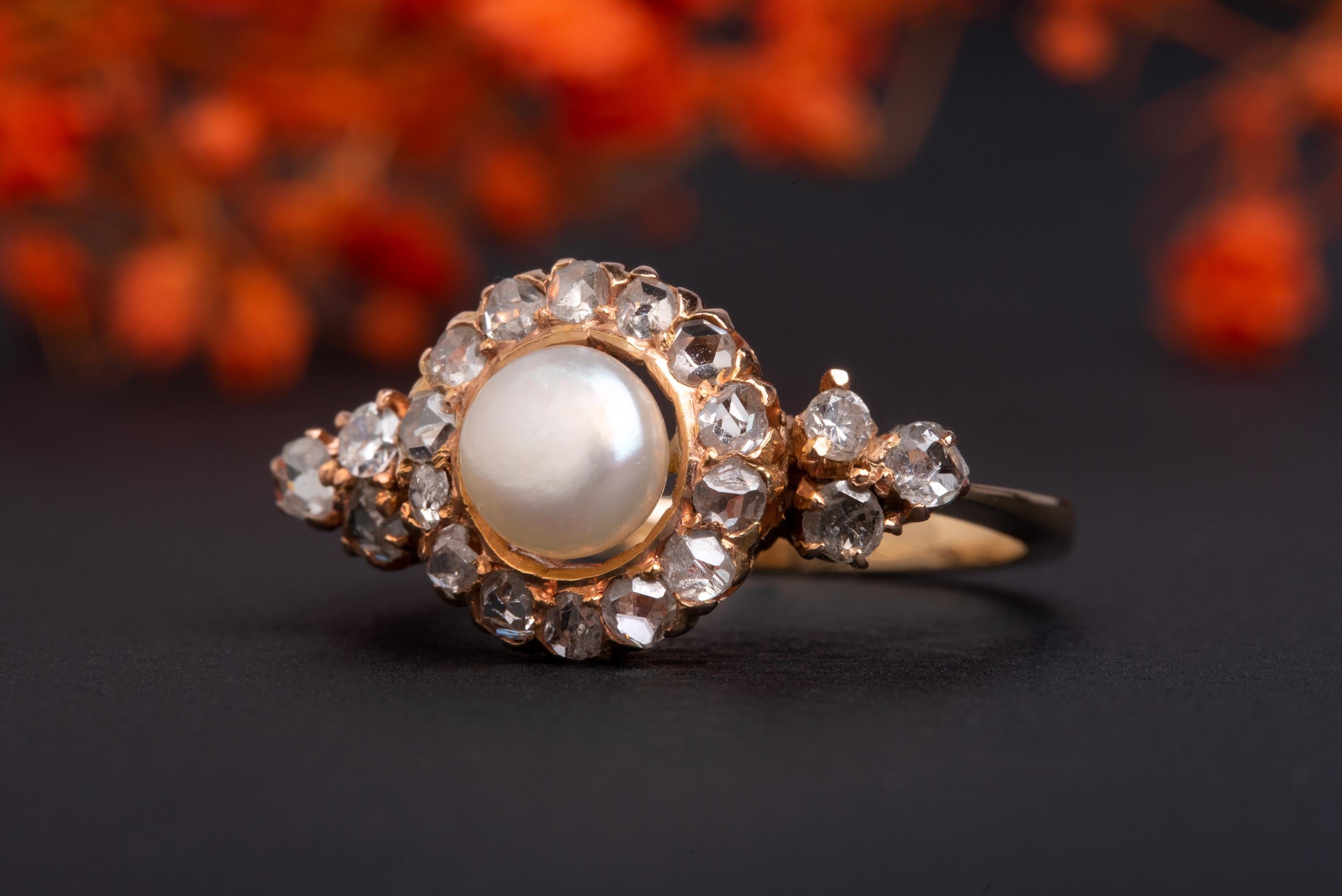 vintage pearl rings with diamonds