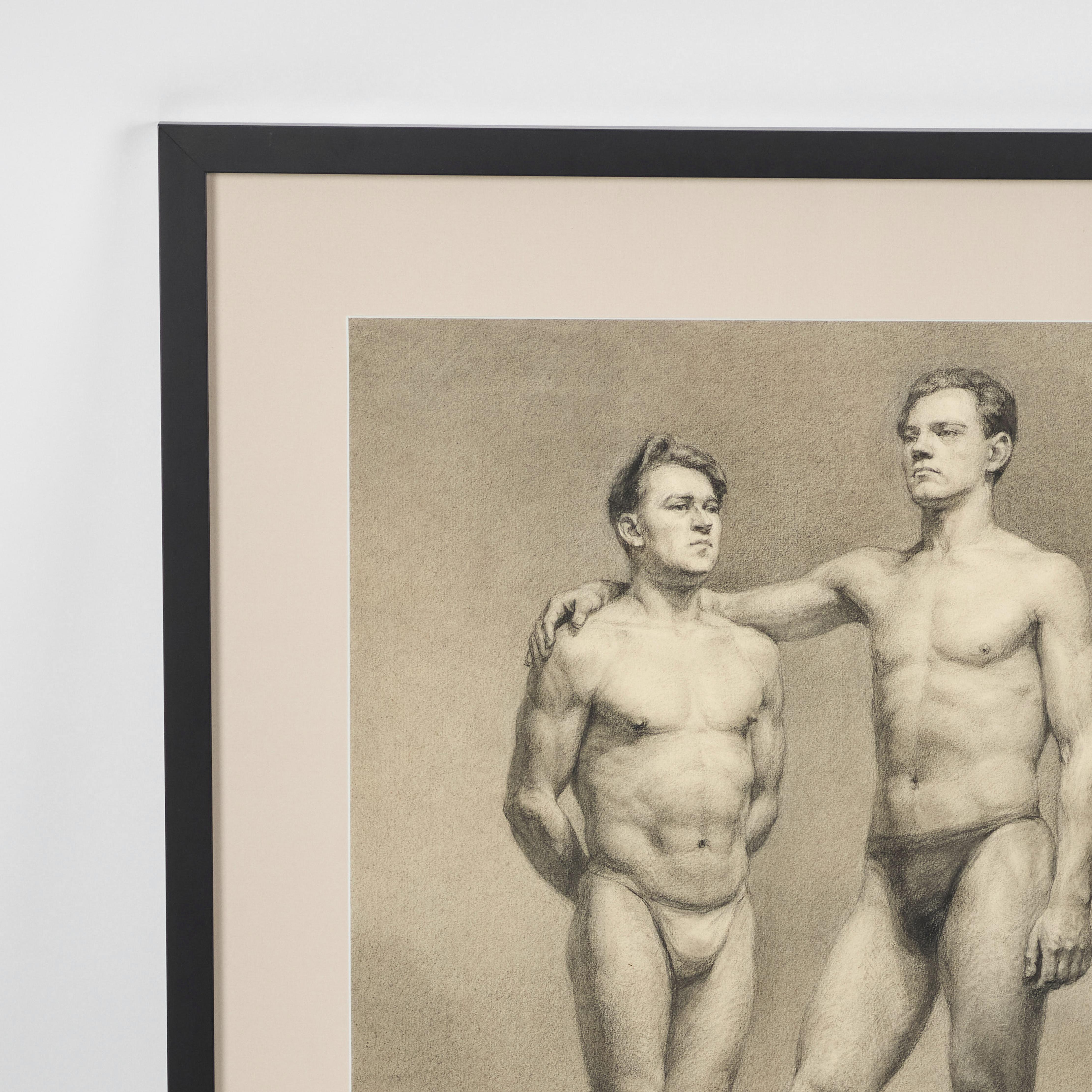 Large Vintage Pencil Drawing, Signed by Russian Artist Tumakov, '49 In Good Condition For Sale In Pasadena, CA