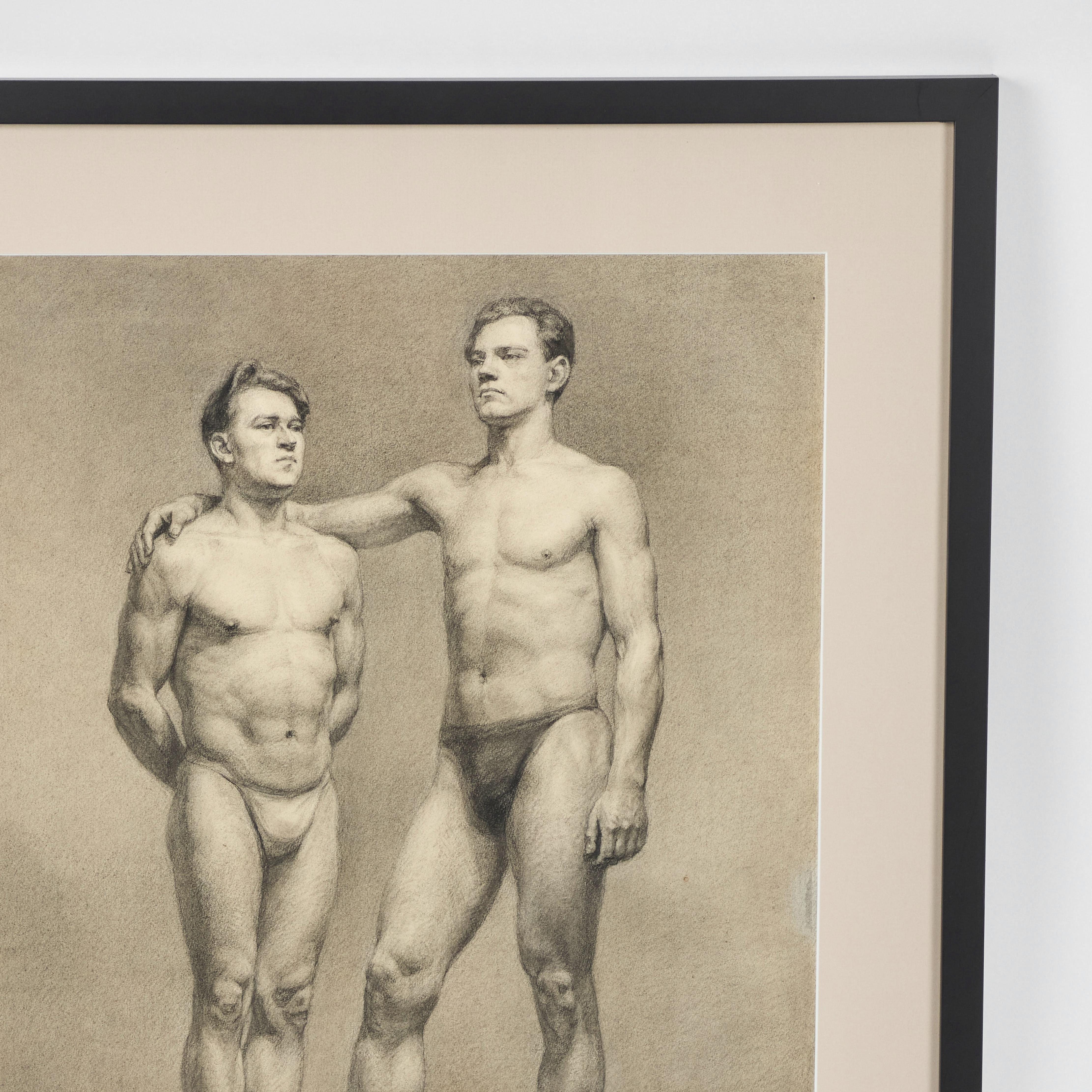 Mid-20th Century Large Vintage Pencil Drawing, Signed by Russian Artist Tumakov, '49 For Sale