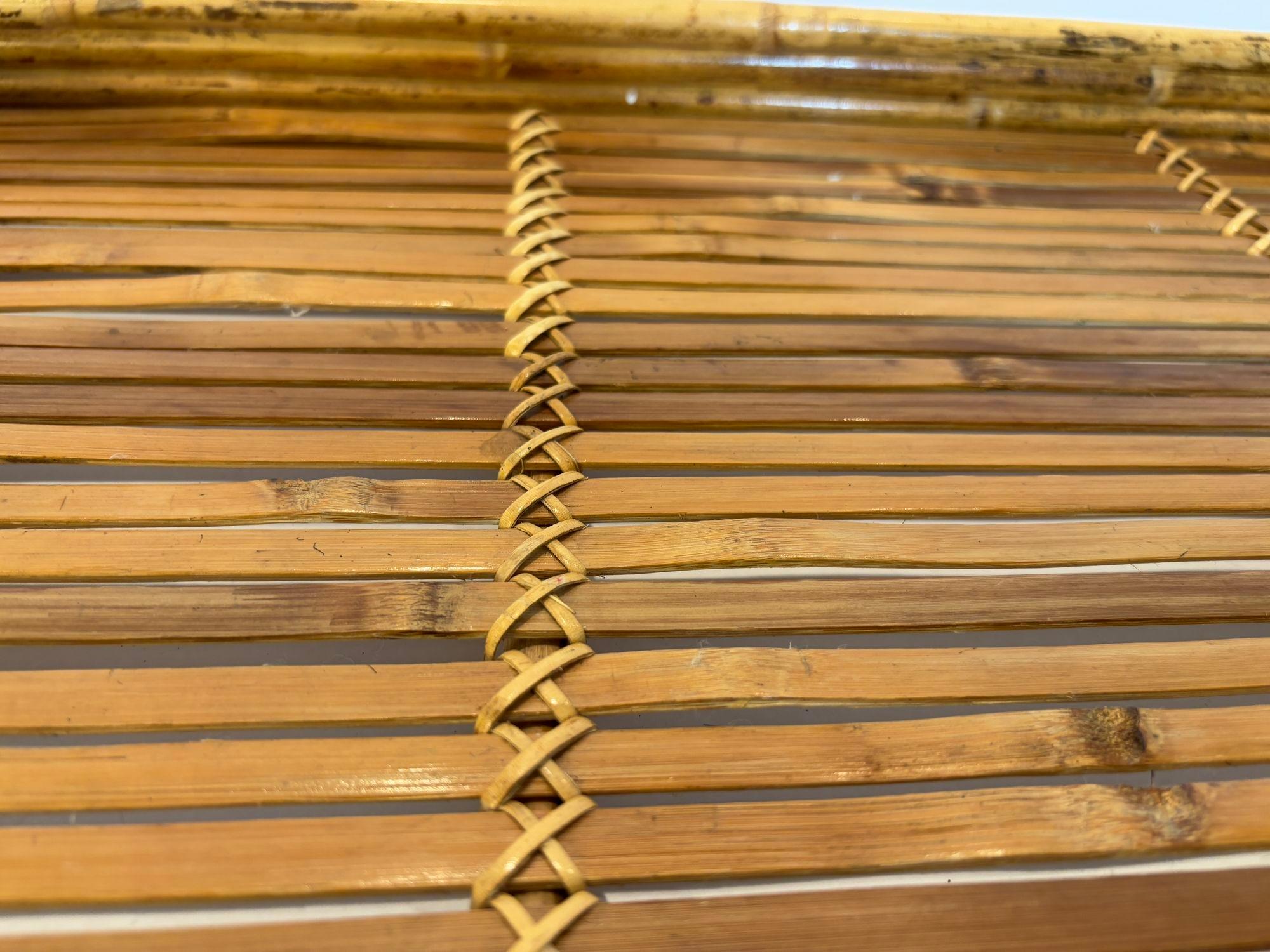Large Vintage Pencil Rattan Bamboo Serving Tray With Handles 4