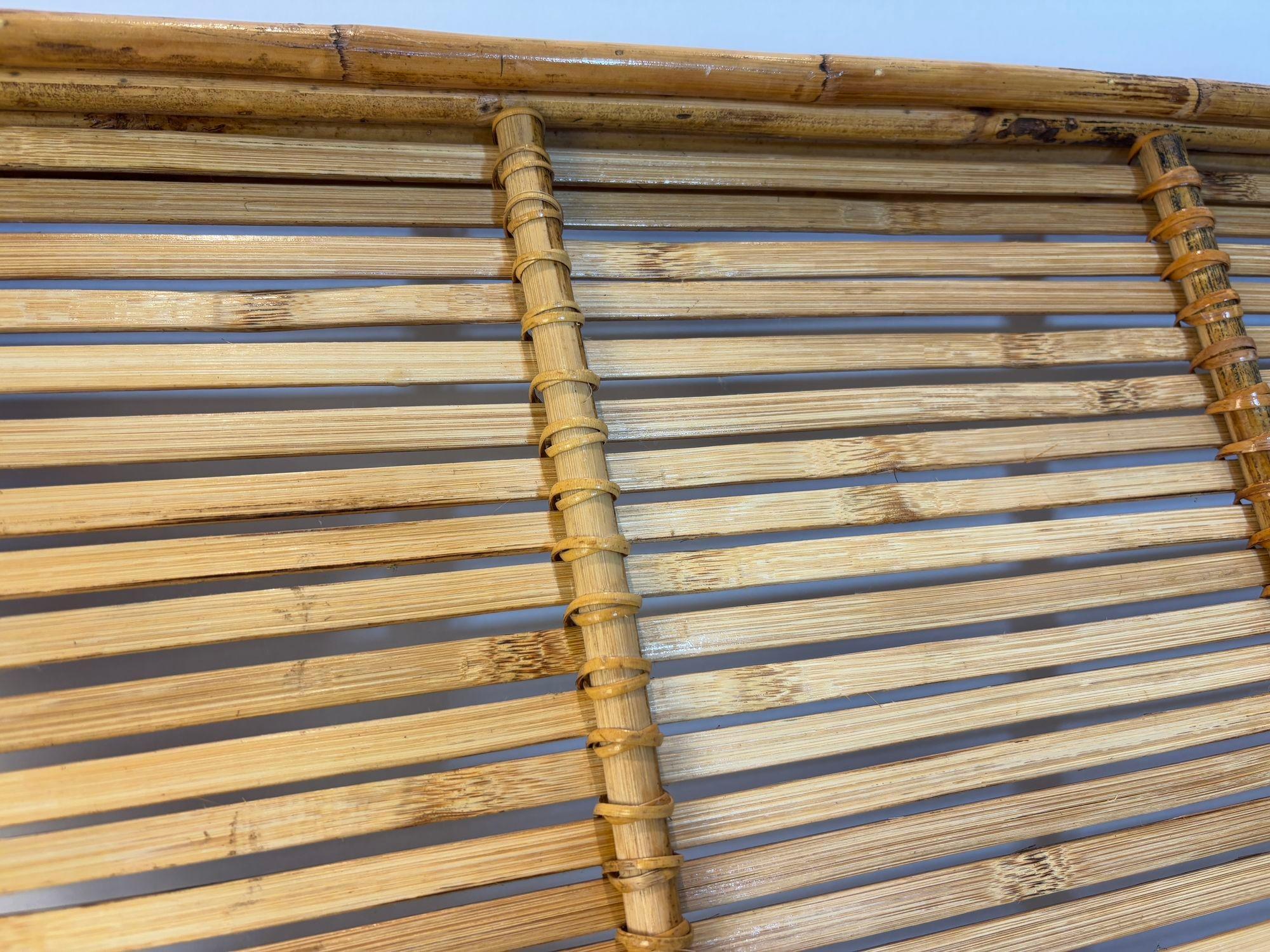 Large Vintage Pencil Rattan Bamboo Serving Tray With Handles 7