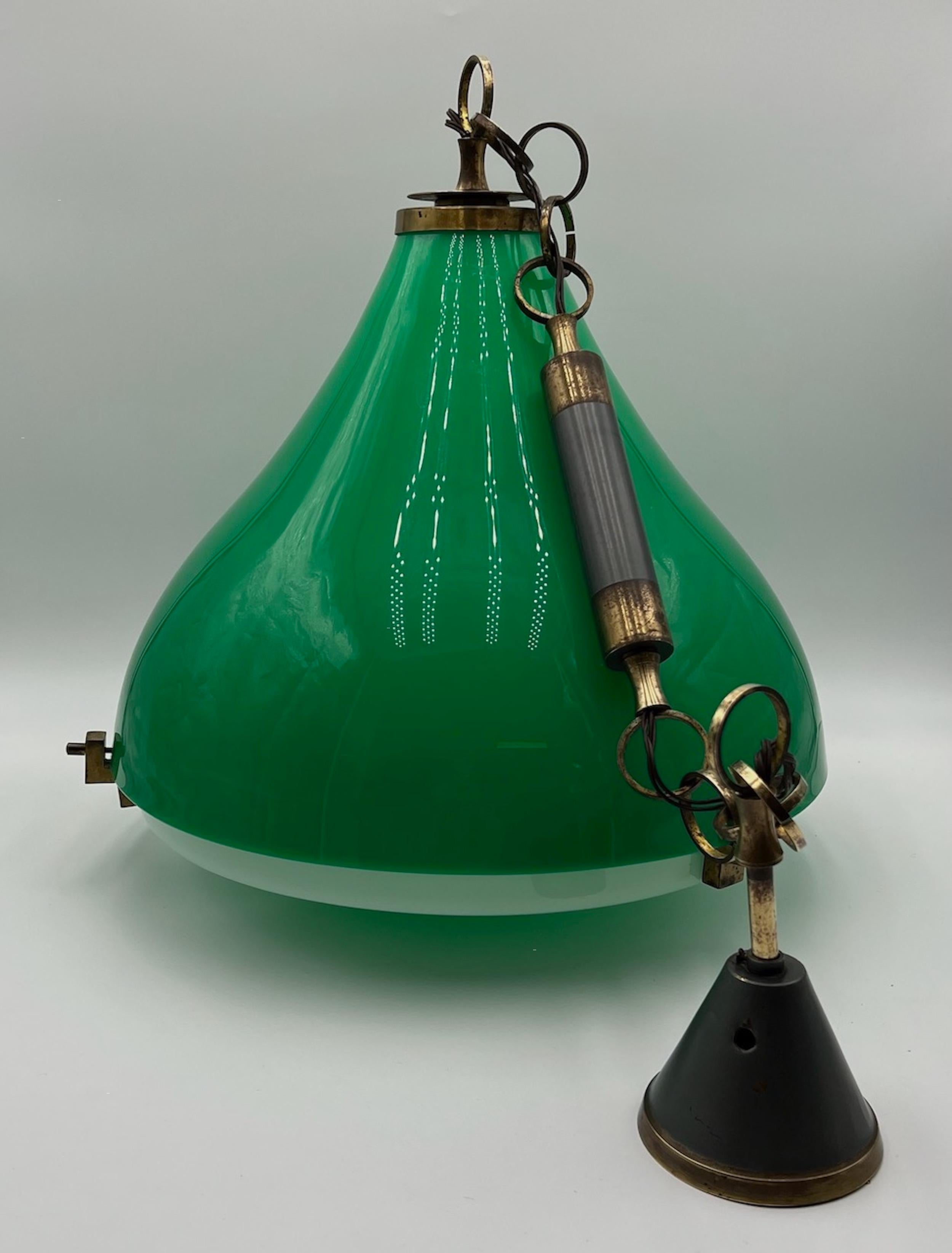 Italian Large Vintage Pendant Lamp in Green made in Italy, 1960s  For Sale