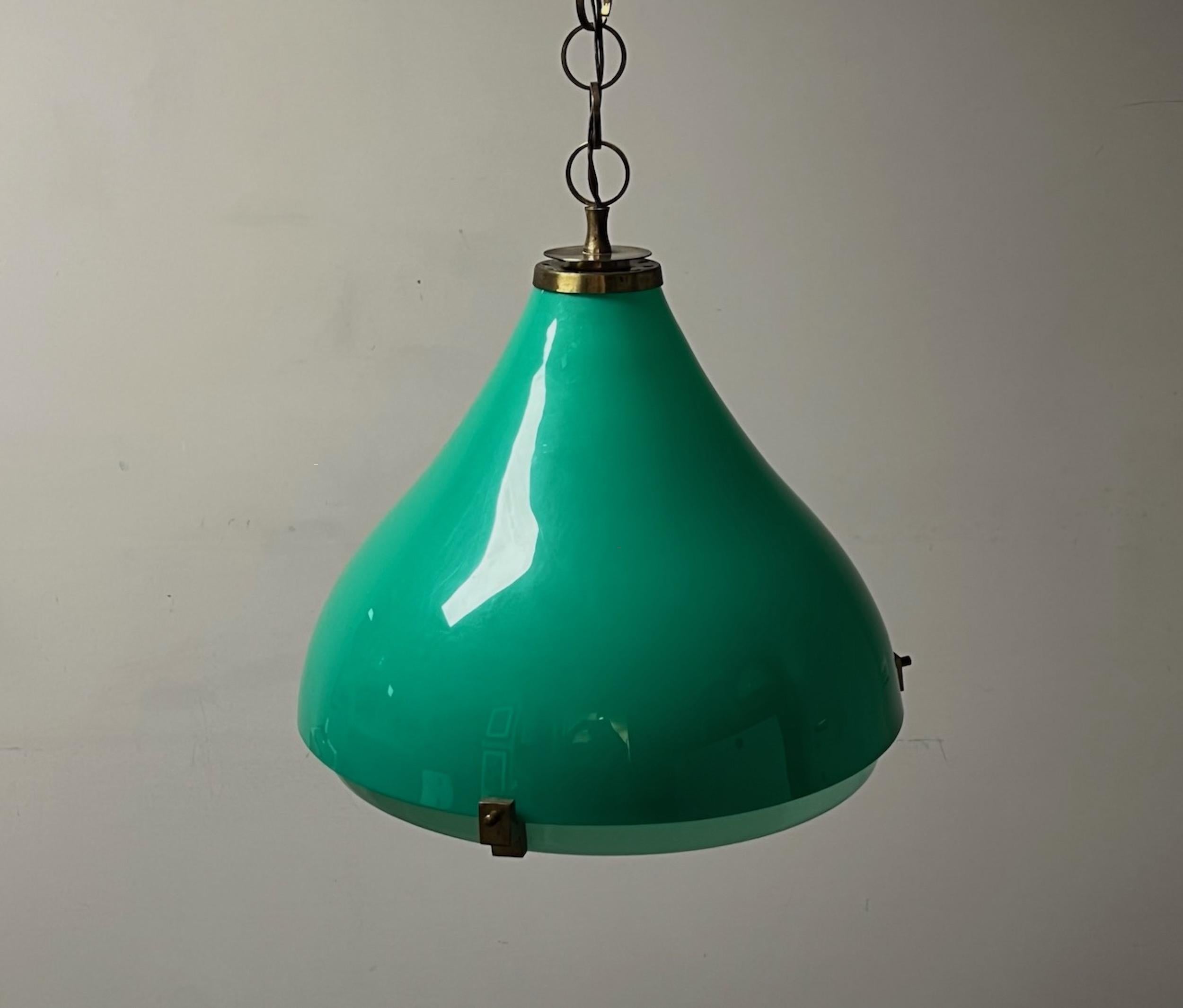 Mid-20th Century Large Vintage Pendant Lamp in Green made in Italy, 1960s  For Sale