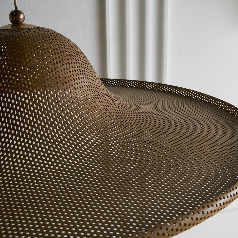 20th Century Large Vintage Perforated Brass Pendant Light