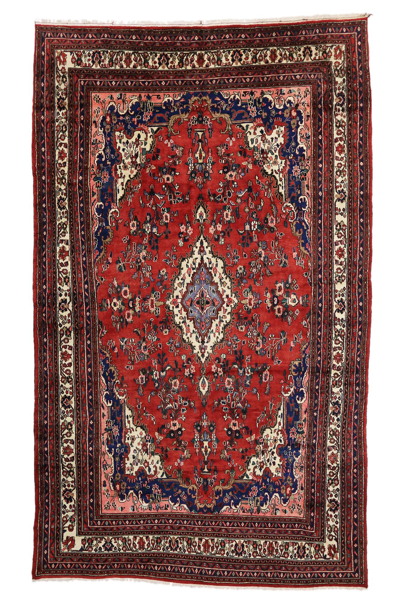 Wool Large Vintage Persian Hamadan Rug, Timeless Elegance Meets Victorian Charm  For Sale