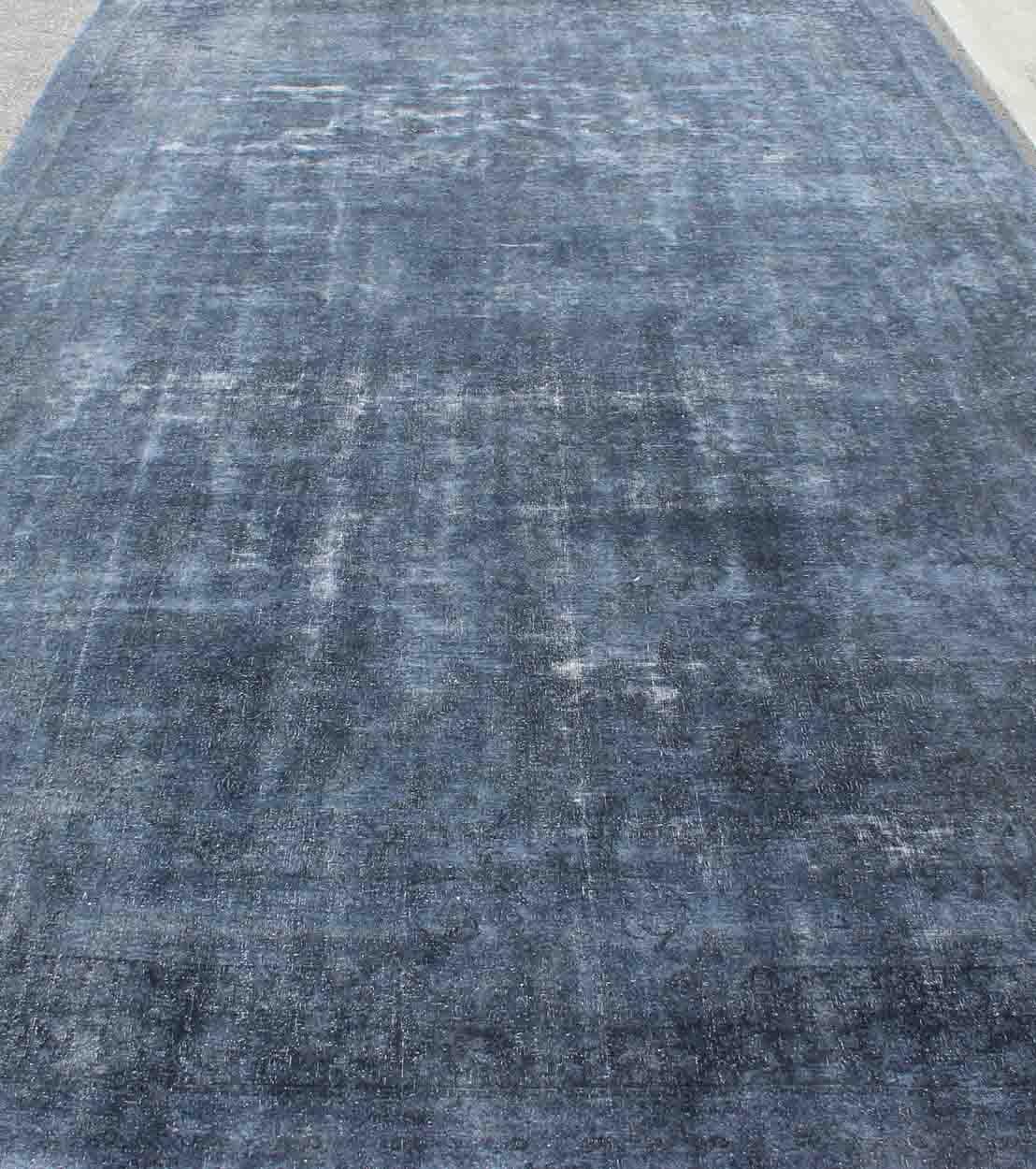 Large Persian over Dyed Gallery Rug in Shades of Dark Blue and Gray For Sale 3