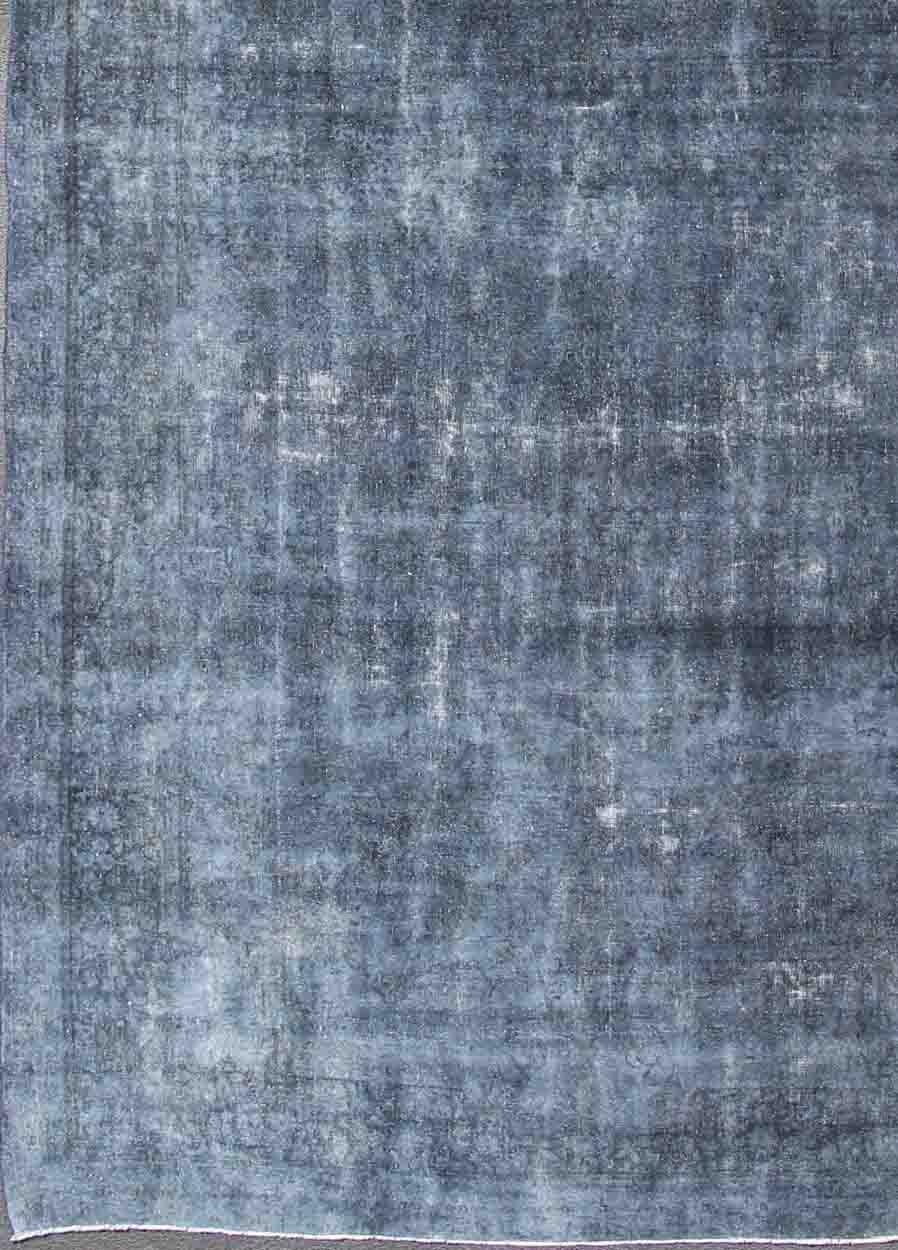 Large Persian over dyed wide gallery rug in shades of dark blue and gray, rug s12-1001, country of origin / type: Iran / Tabriz, circa 1950

This Persian carpet with a classical composition has been over dyed with various shades of blue-gray