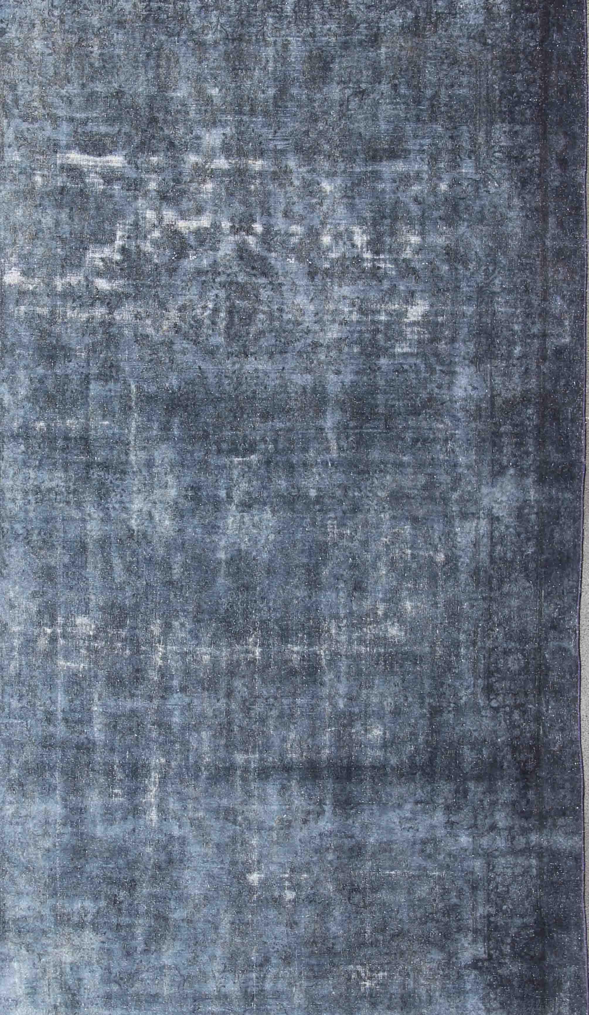 Modern Large Persian over Dyed Gallery Rug in Shades of Dark Blue and Gray For Sale