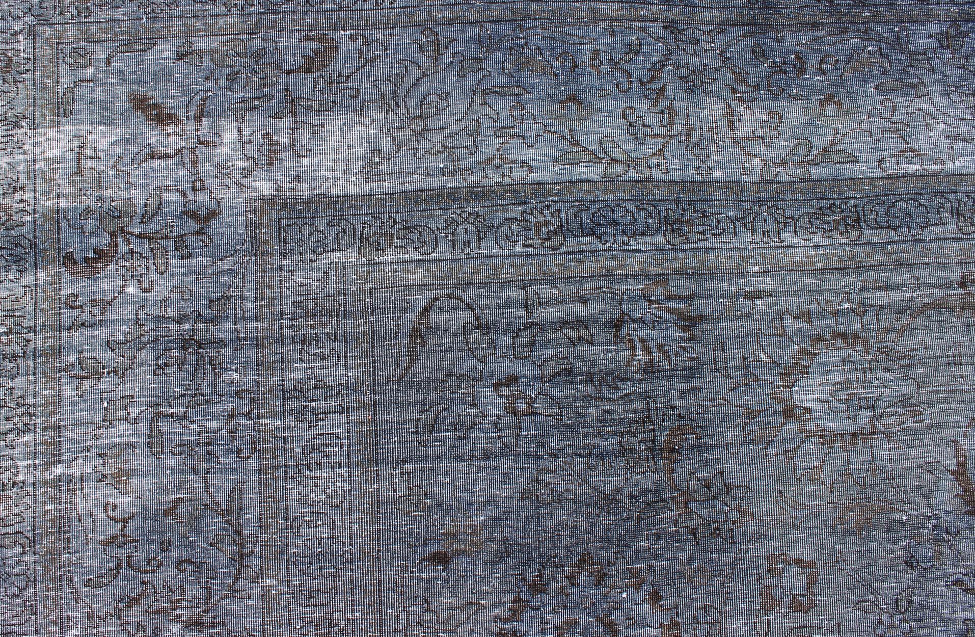 Grand tapis persan vintage Tabriz teinté dans des tons de gris en vente 4