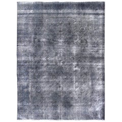 Large Vintage Persian Overdyed Tabriz Rug in Shades of Gray