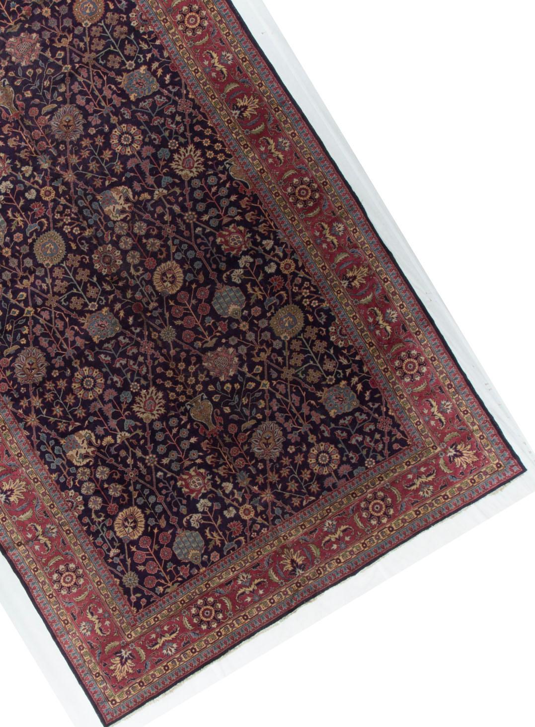 Large Vintage Persian Semnan Rug In Excellent Condition In Secaucus, NJ