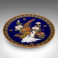 Large Vintage Pheasant Display Plate, Chinese, Lacquer Ceramic Charger, C.1980