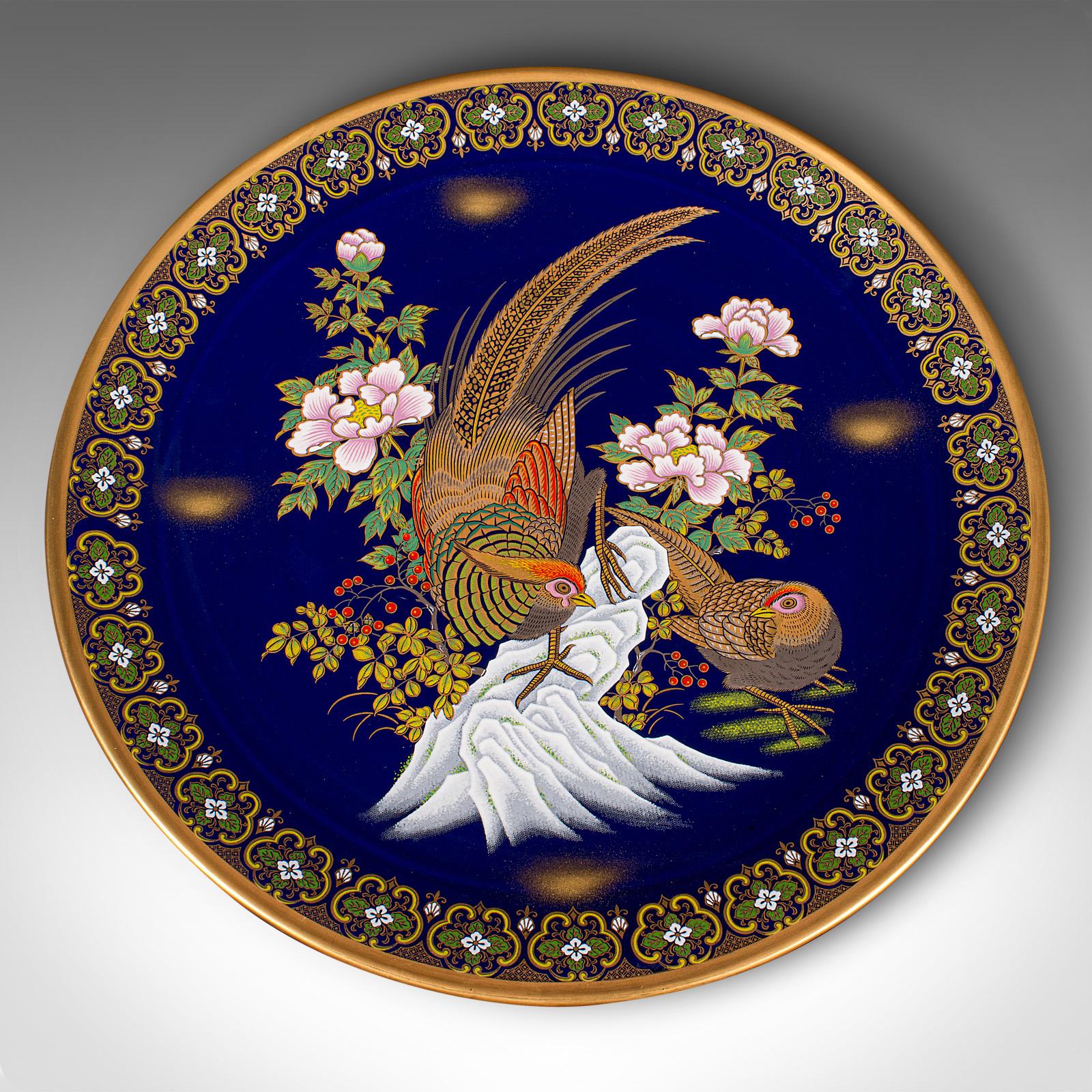 Mid-Century Modern Grande assiette de présentation en forme de faisan, chinoise, chargeur en céramique laquée, vers 1980 en vente