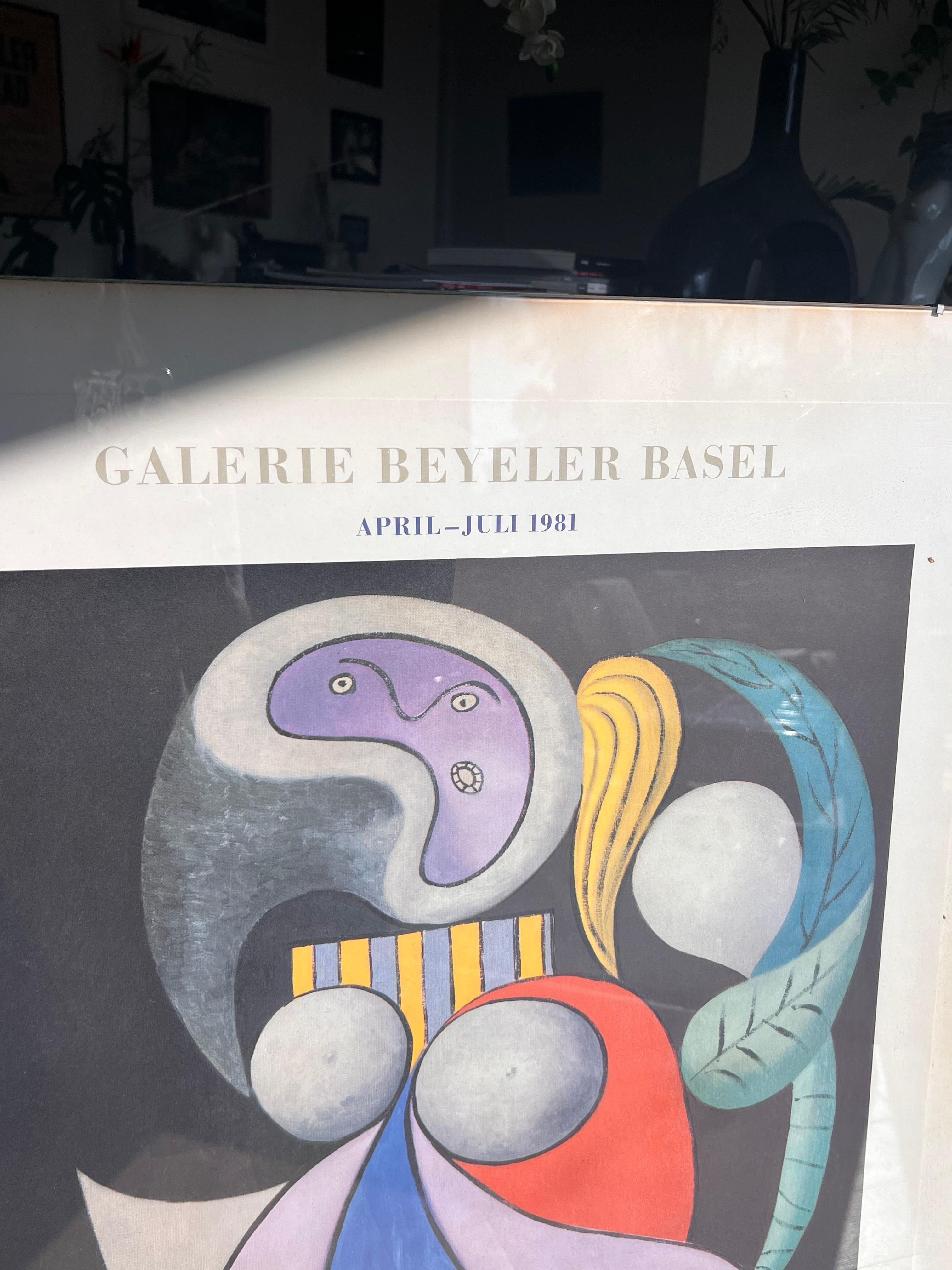 Large Vintage Picasso Exhibition Poster, beind glass, Basel 1981 For Sale 10