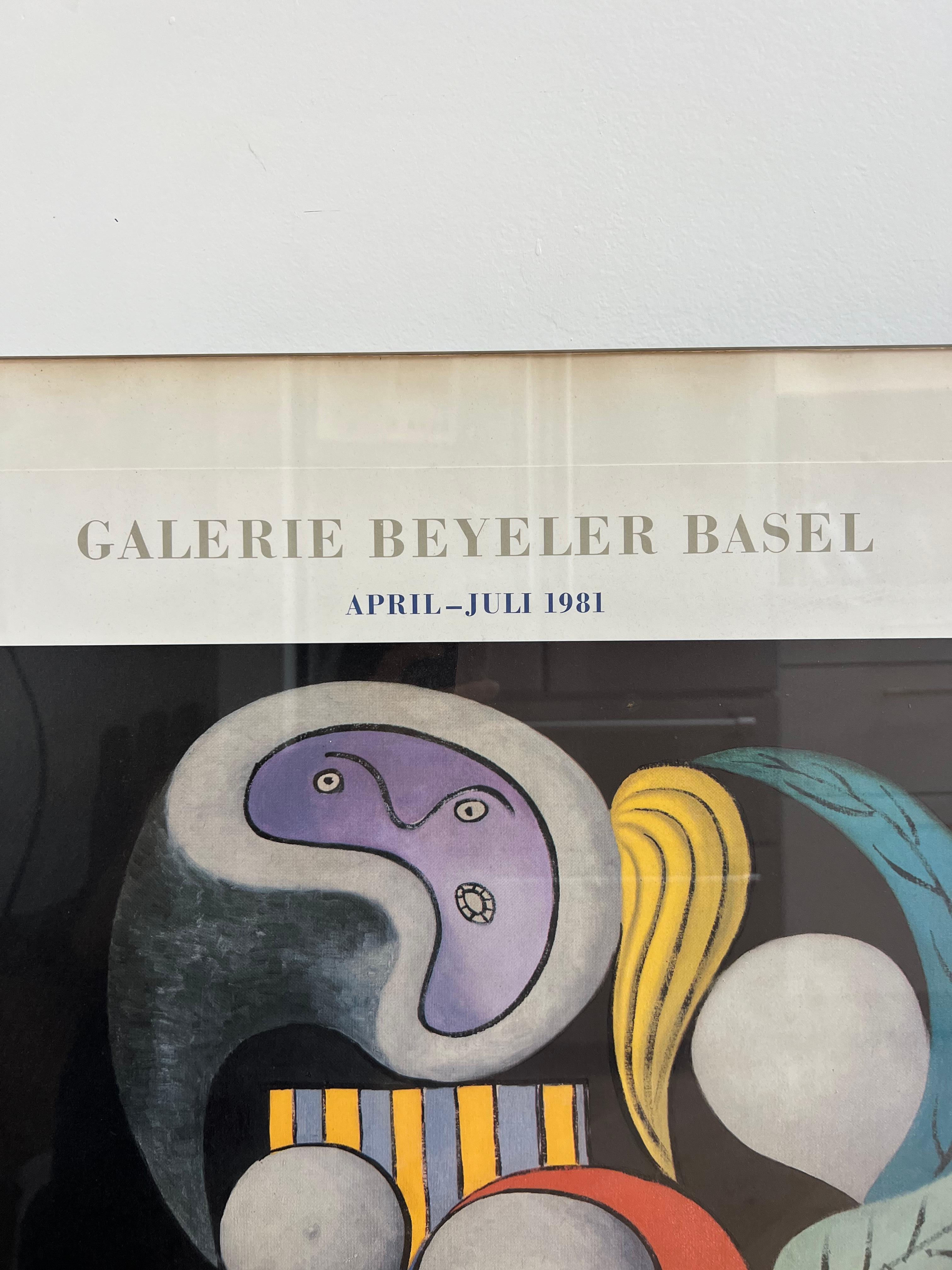 Large Vintage Picasso Exhibition Poster, beind glass, Basel 1981 For Sale 3