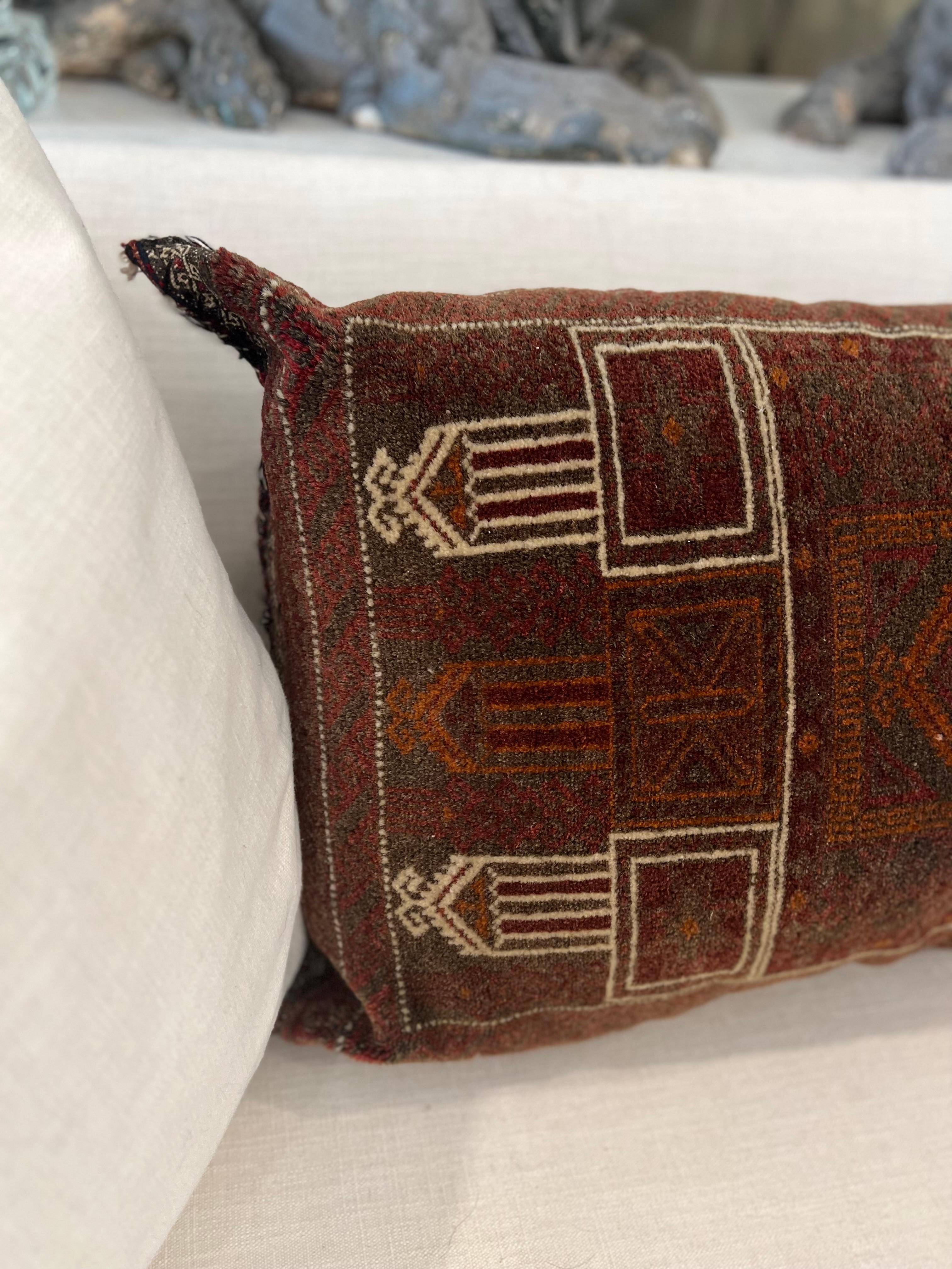 Tribal Large Vintage Pillow from Antique Yamud Rug Fragrant/Kilim For Sale