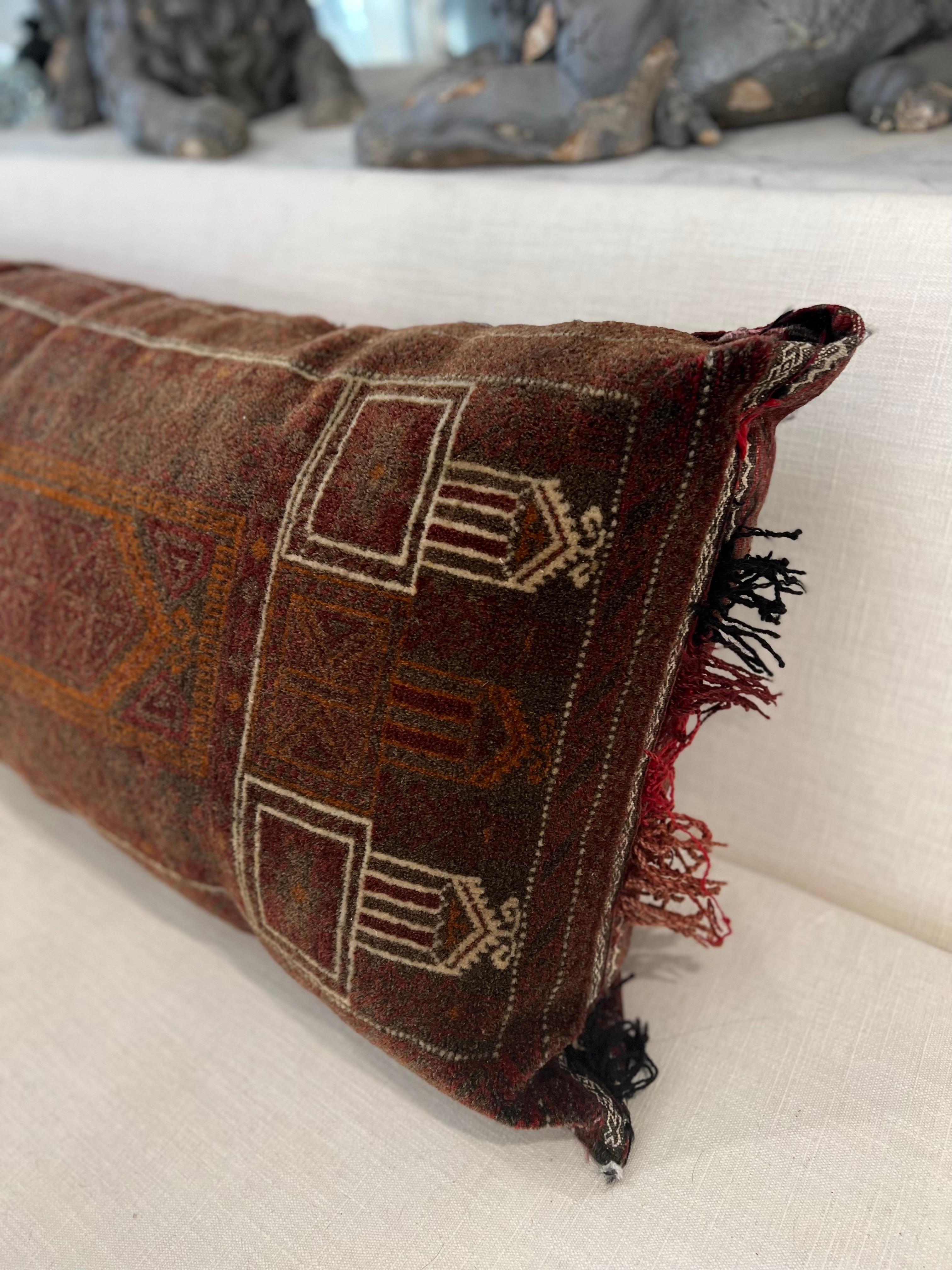Large Vintage Pillow from Antique Yamud Rug Fragrant/Kilim In Good Condition For Sale In Los Angeles, CA