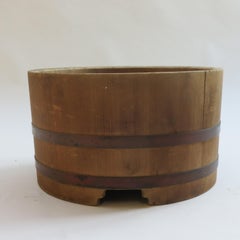 Large Vintage Pine and Copper Japanese Bowl Bucket Trug
