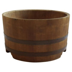 Large Vintage Pine and Copper Japanese Bowl Bucket Trug 