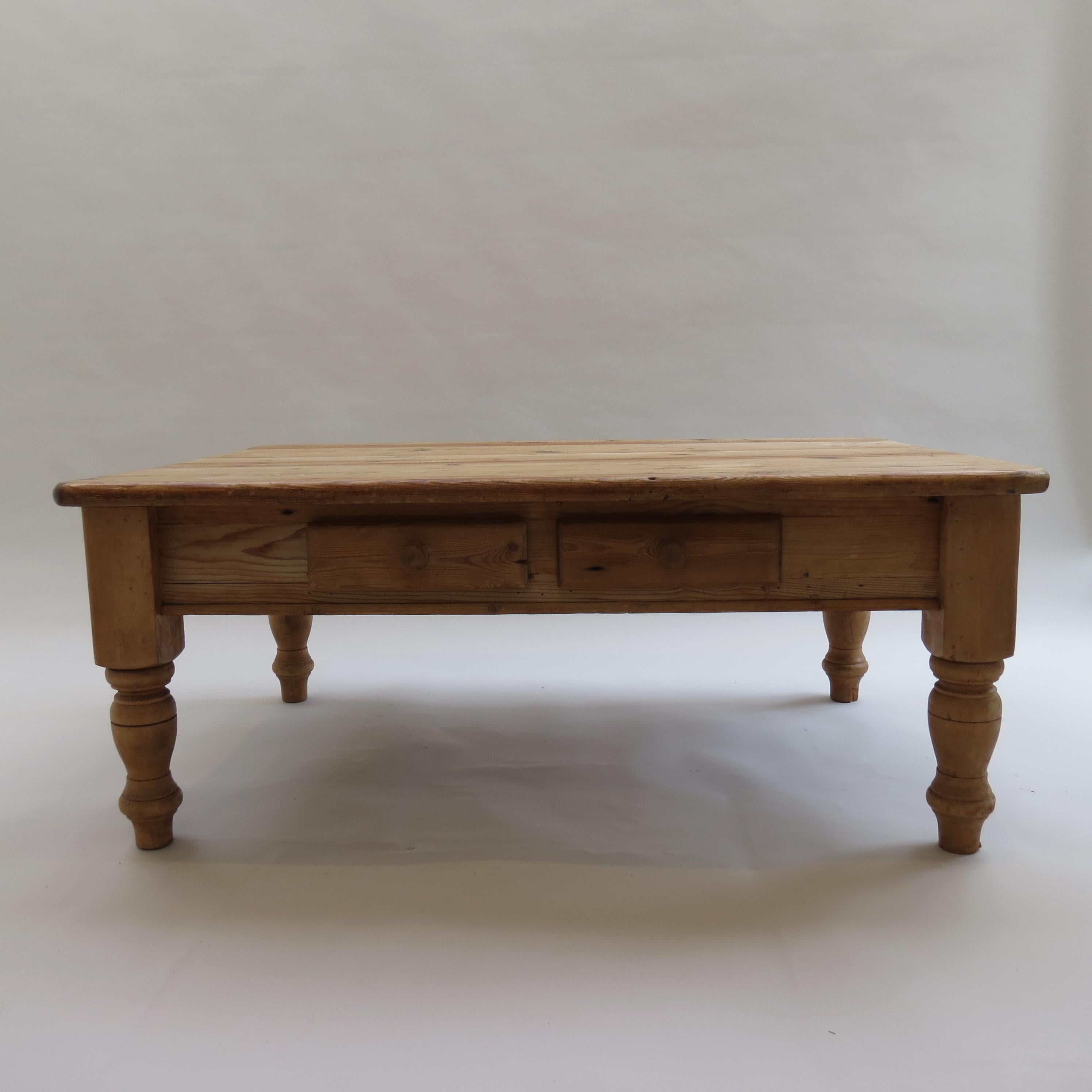 Large Vintage Pine Coffee Table For Sale 6