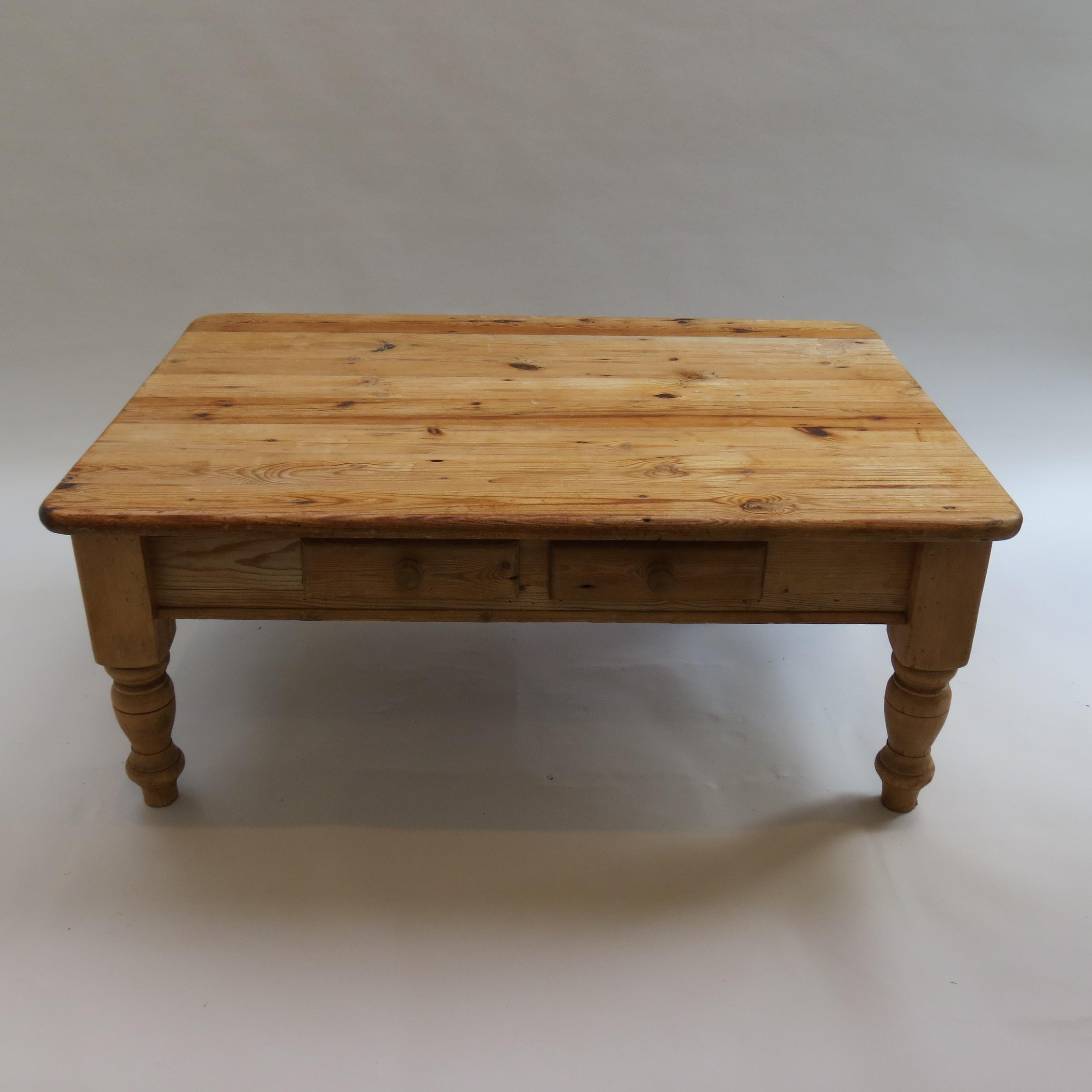 Rustic Large Vintage Pine Coffee Table For Sale