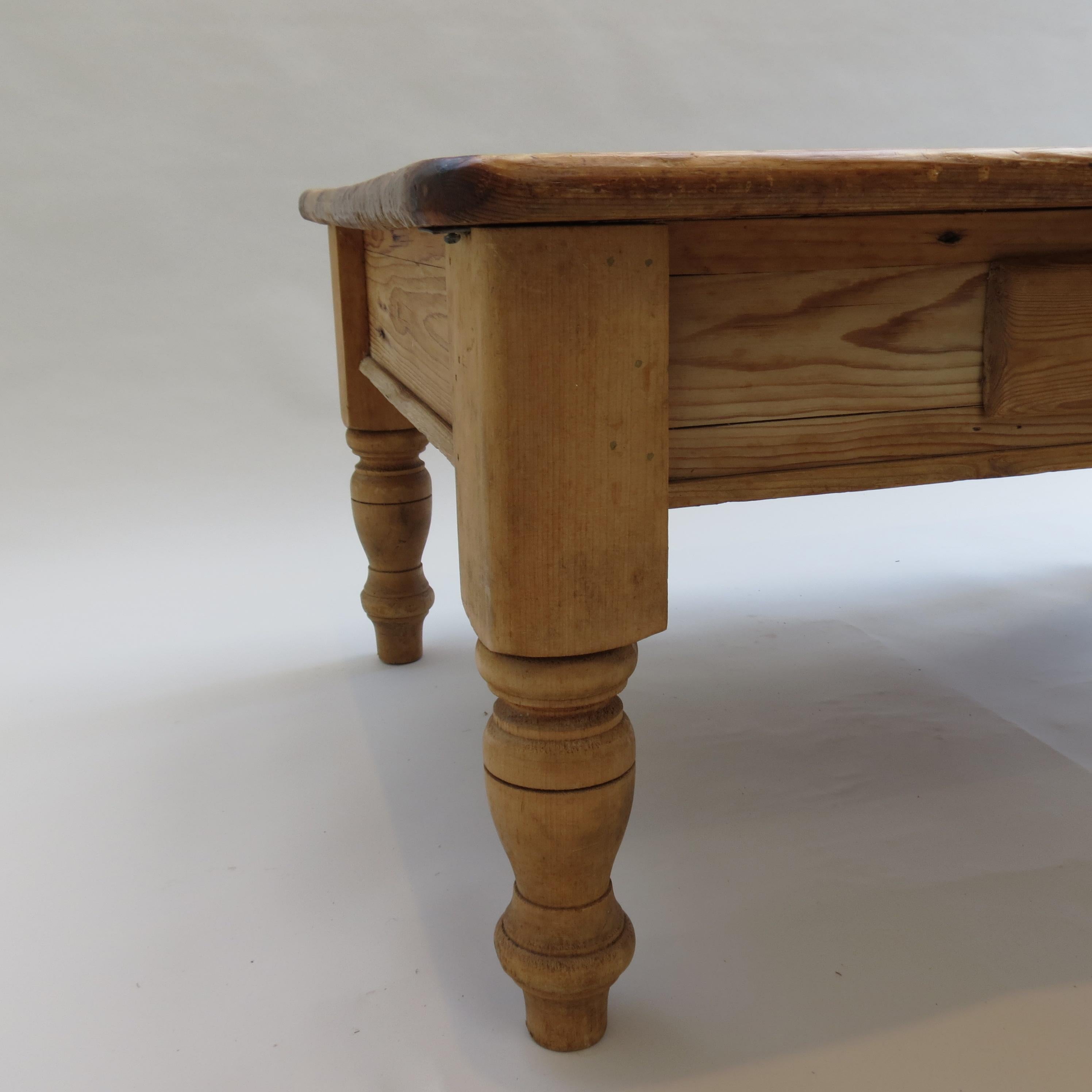 Hand-Crafted Large Vintage Pine Coffee Table For Sale