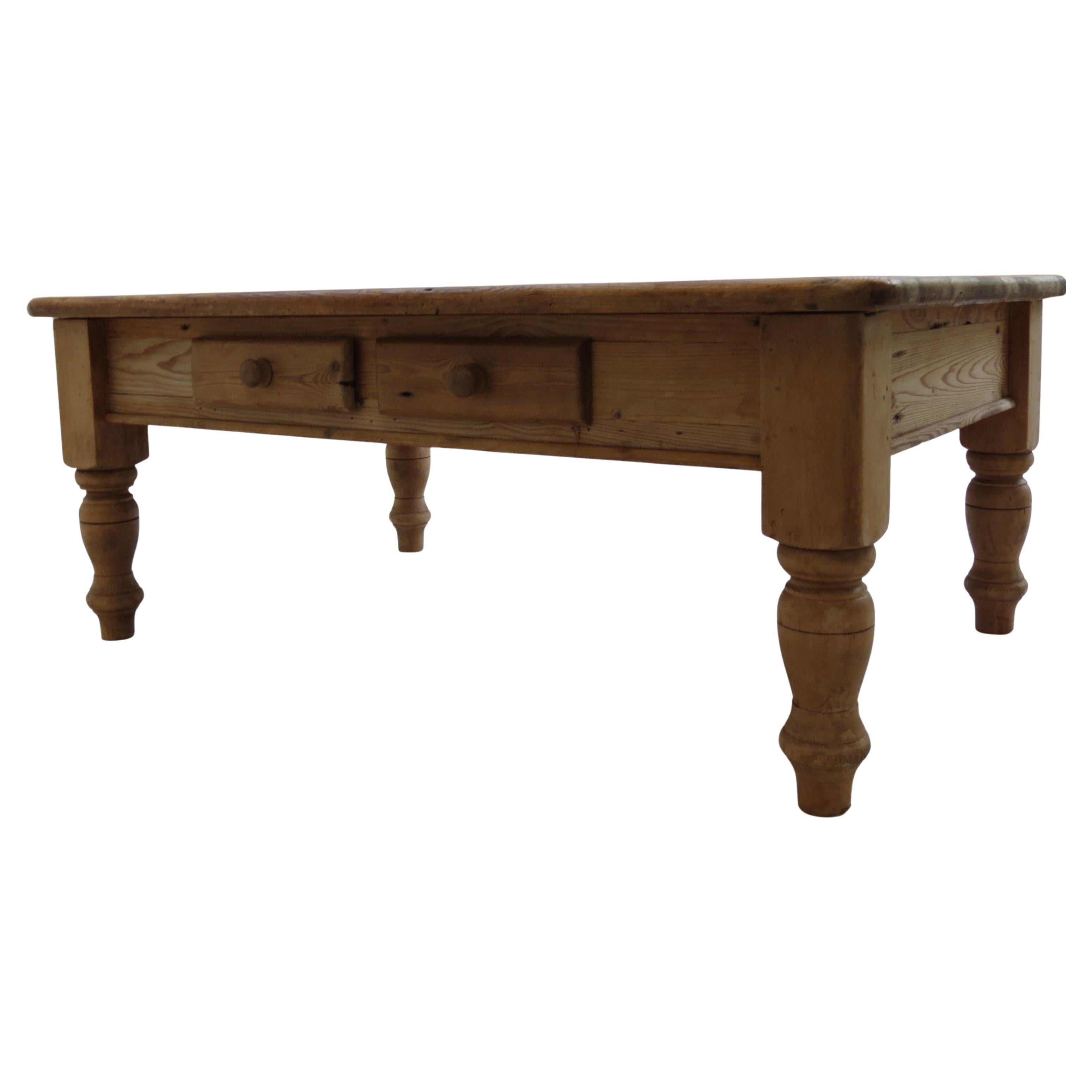Large Vintage Pine Coffee Table For Sale