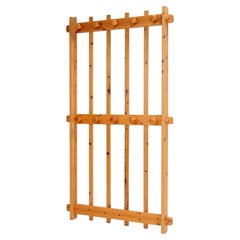 Large Vintage Pine Wall Unit Coat Rack