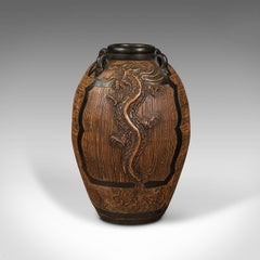 Large Vintage Planter, Chinese, Terracotta, Decorative Floor Vase, Mid Century