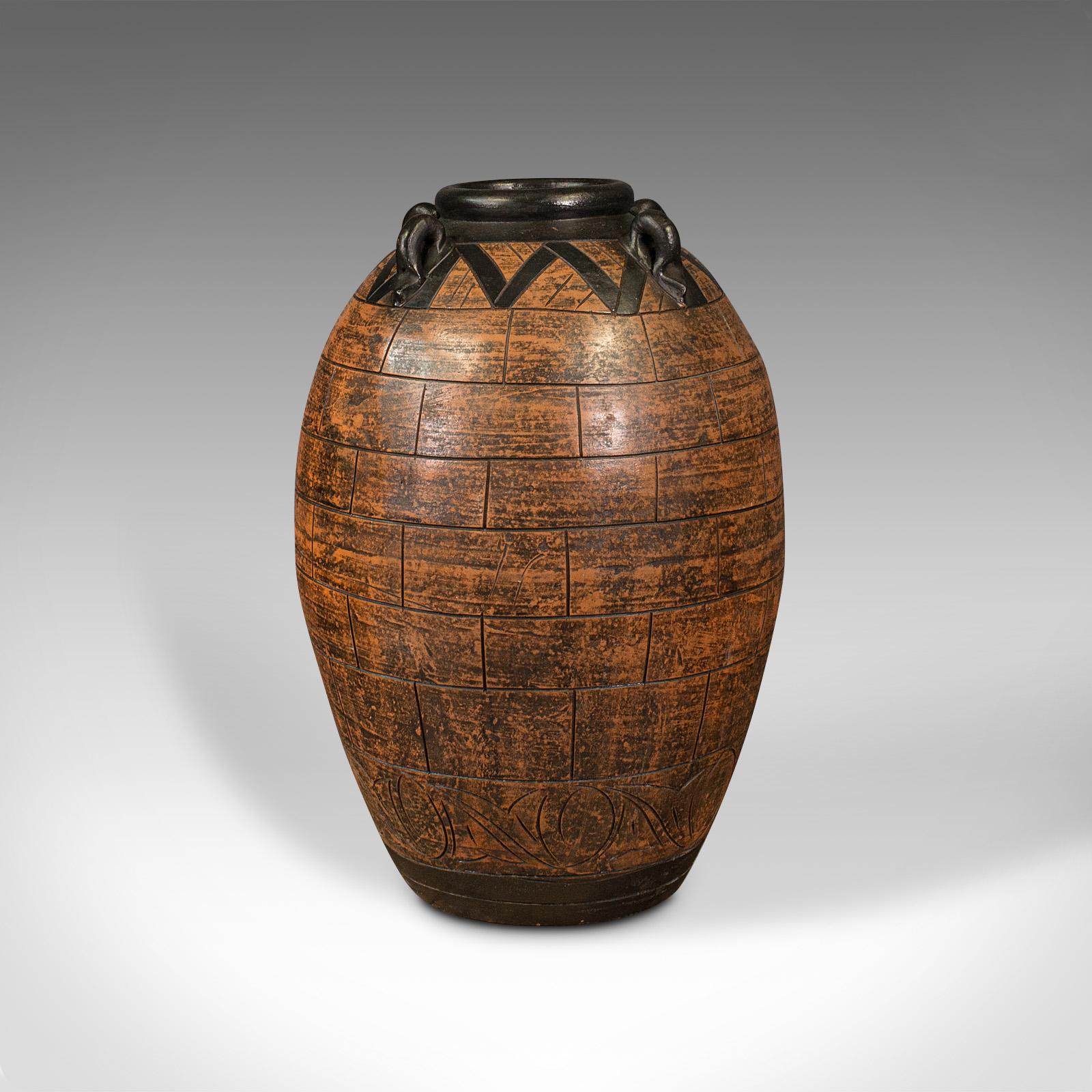 Large Vintage Planter, Chinese, Terracotta, Decorative Floor Vase, Mid Century For Sale 1