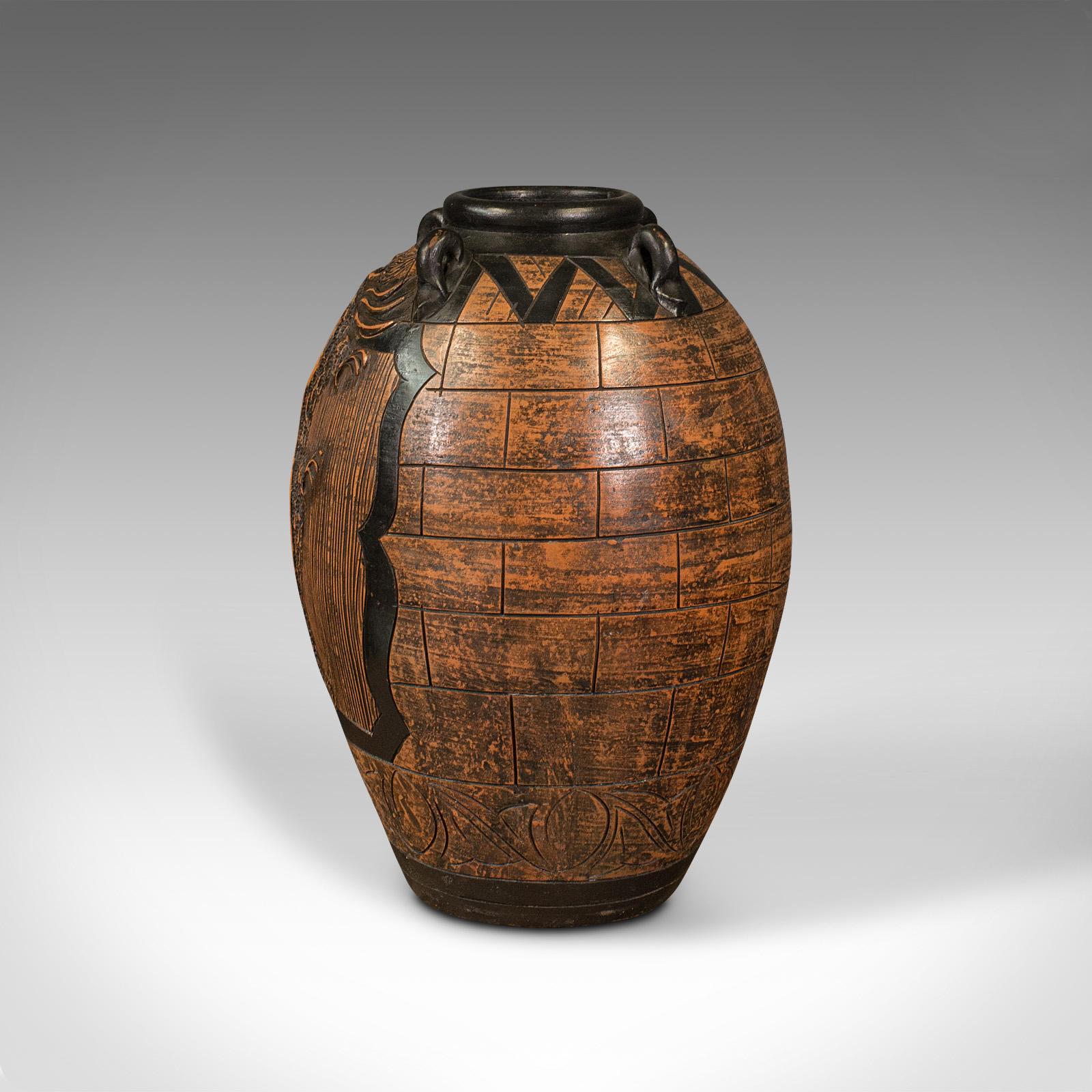 Large Vintage Planter, Chinese, Terracotta, Decorative Floor Vase, Mid Century For Sale 2