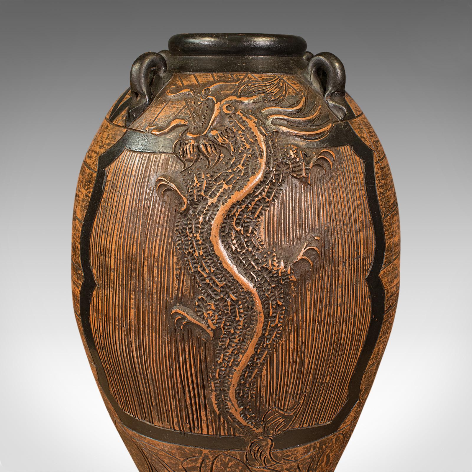 Large Vintage Planter, Chinese, Terracotta, Decorative Floor Vase, Mid Century For Sale 4