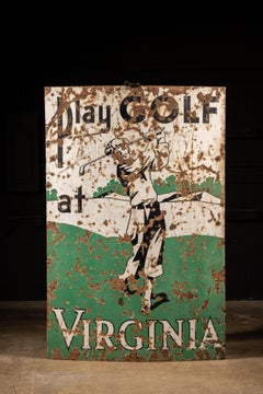 Large Vintage Play Golf at Virginia Porcelain Sign