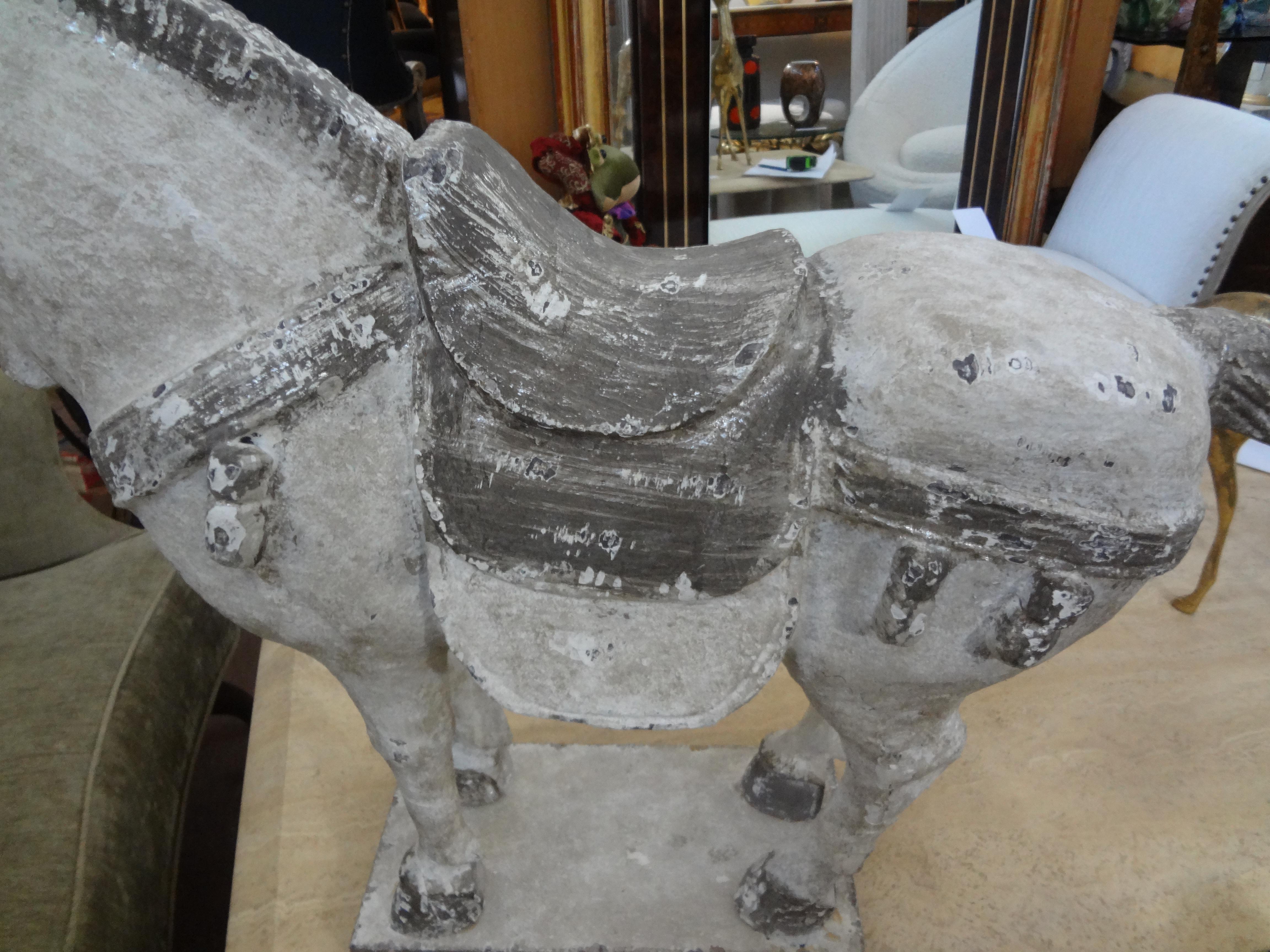 Large Stylized Plaster Tang Style Horse 6