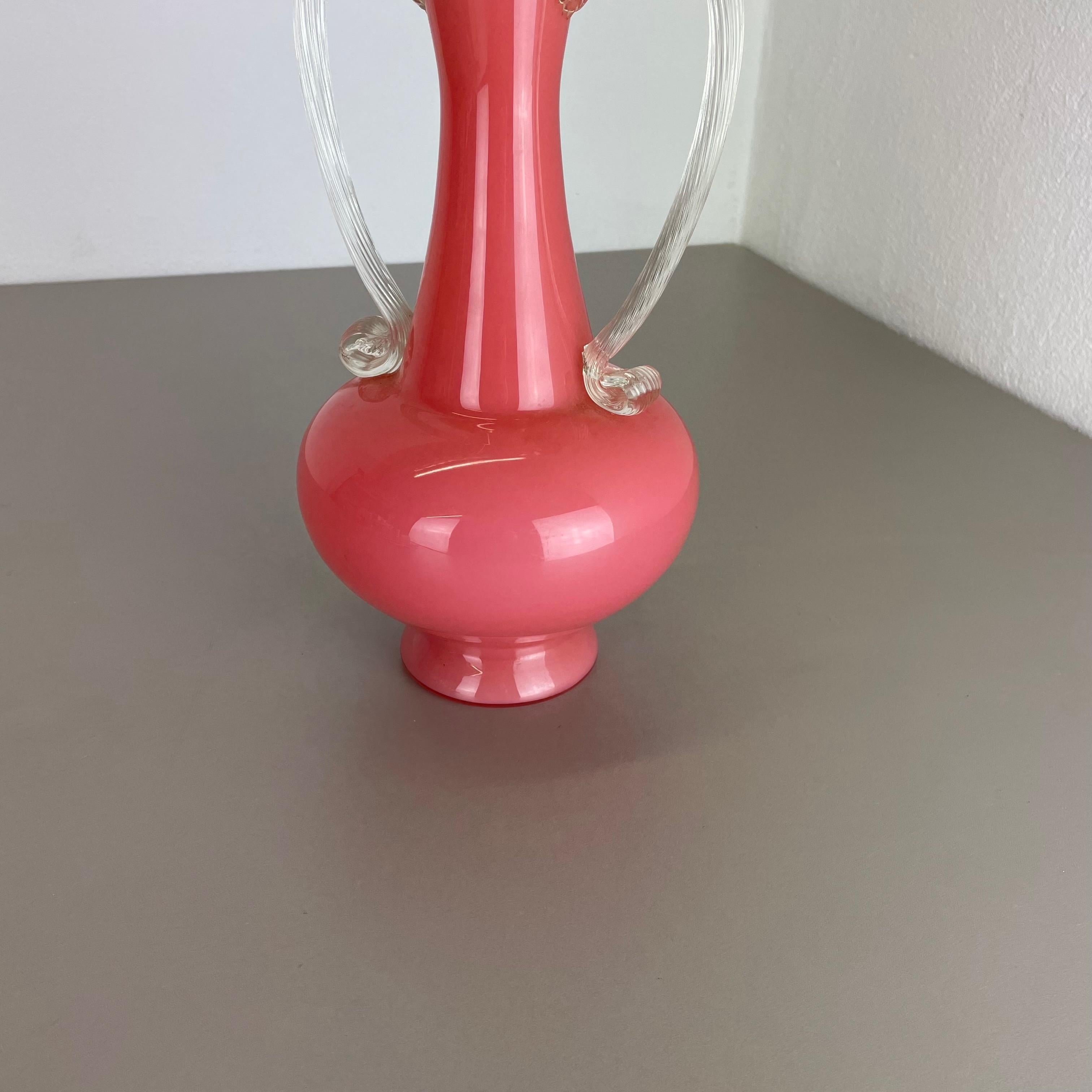 Große Vintage- Pop-Art-Vase „PINK Amphore“ aus Opal, Florenz, Design, 1970er Jahre, Italien (Glas) im Angebot