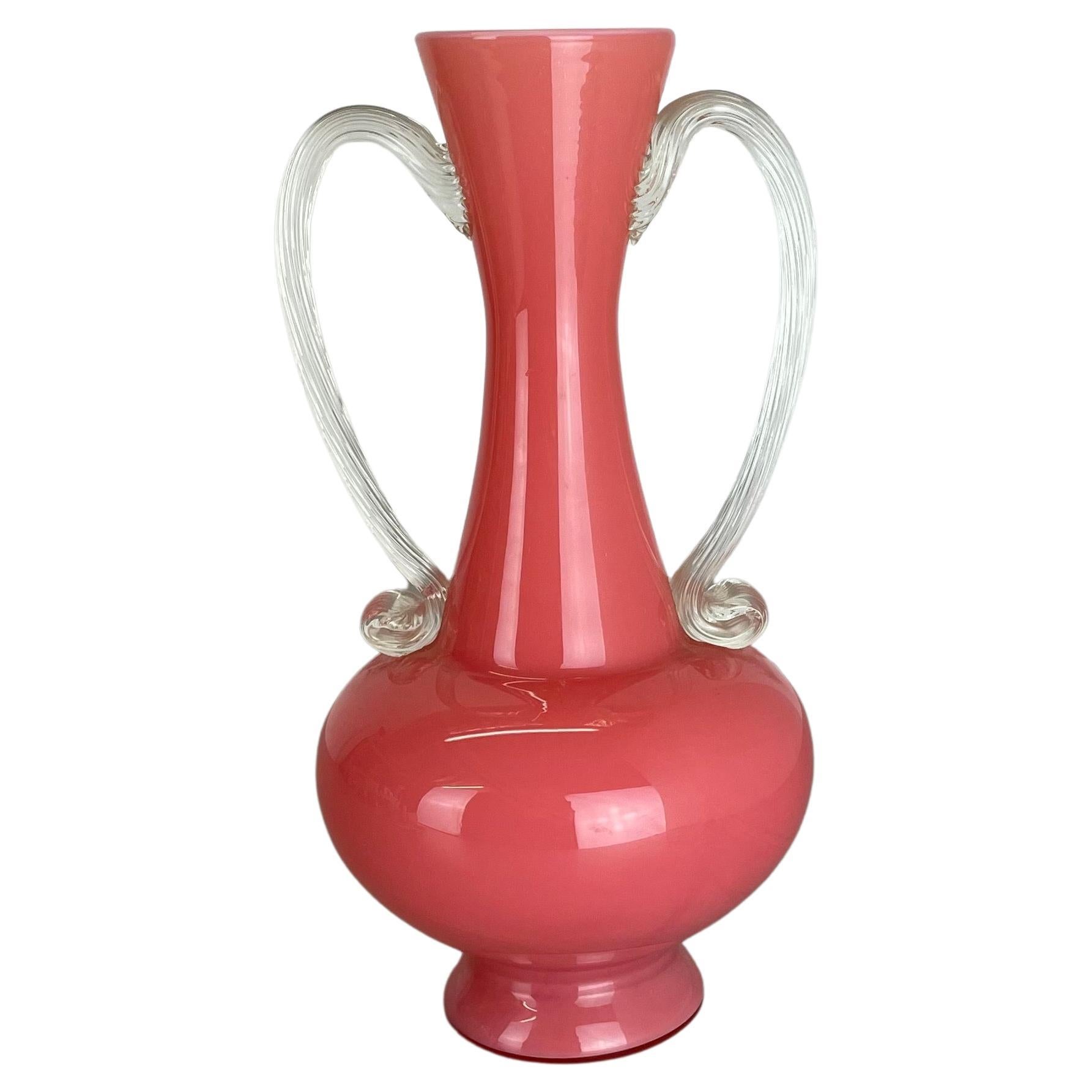 Large Vintage Pop Art "PINK Amphore" Opaline Florence Vase Design, 1970s, Italy For Sale