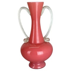 Large Vintage Pop Art "PINK Amphore" Opaline Florence Vase Design, 1970s, Italy