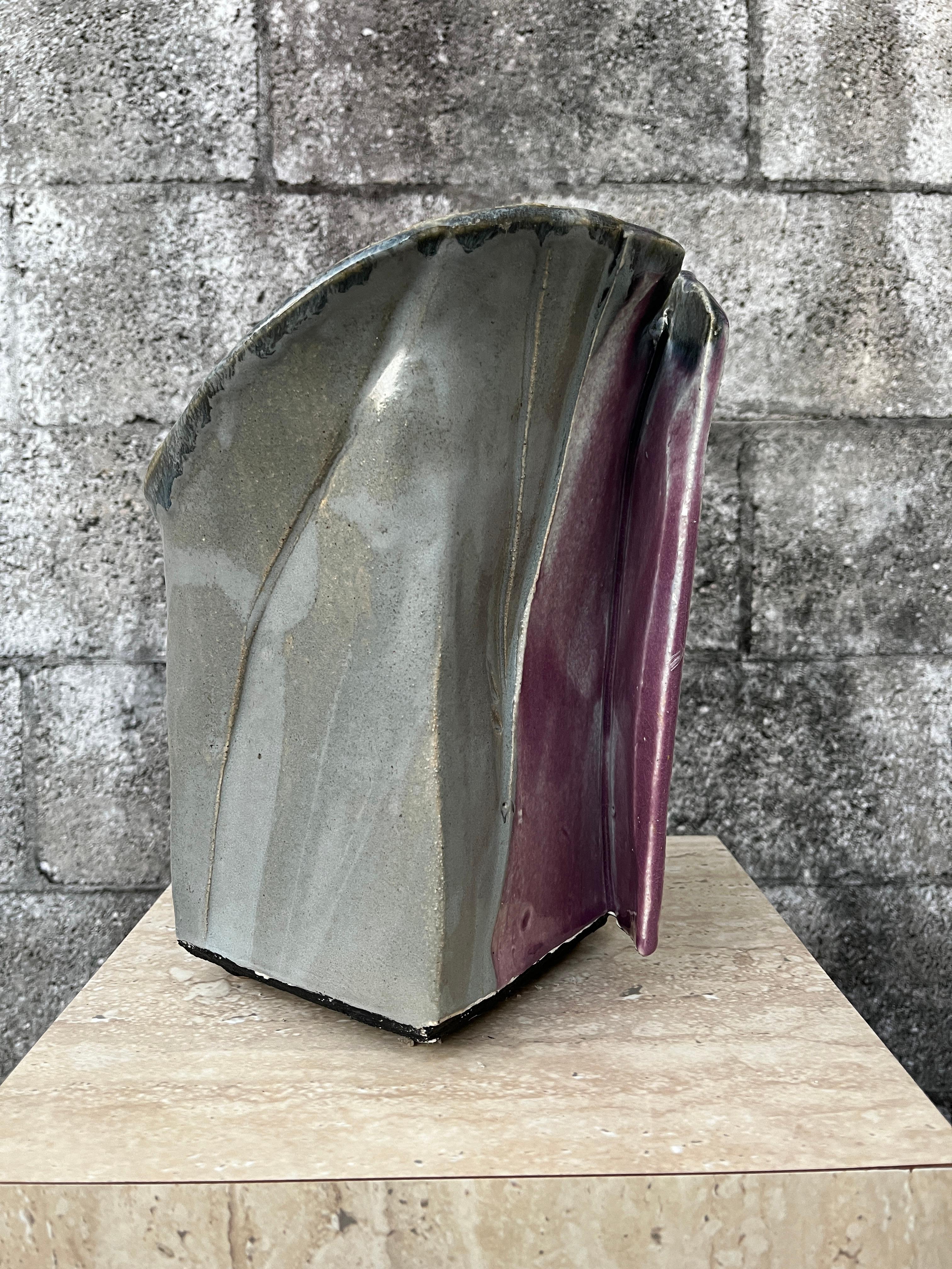 Grande vaso post-moderno a due pezzi di Studio Pottery. Circa anni '80 in vendita 6